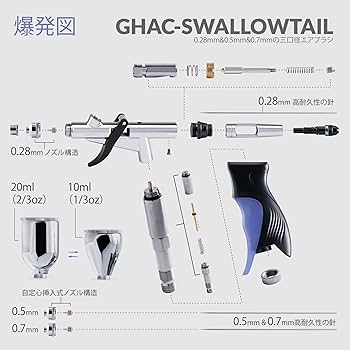 Gaahleri Swallowtail Barbatos エアブラシセット Amazon.com: Gaahleri Airbrush Ace Series GHAC-Swallowtail
