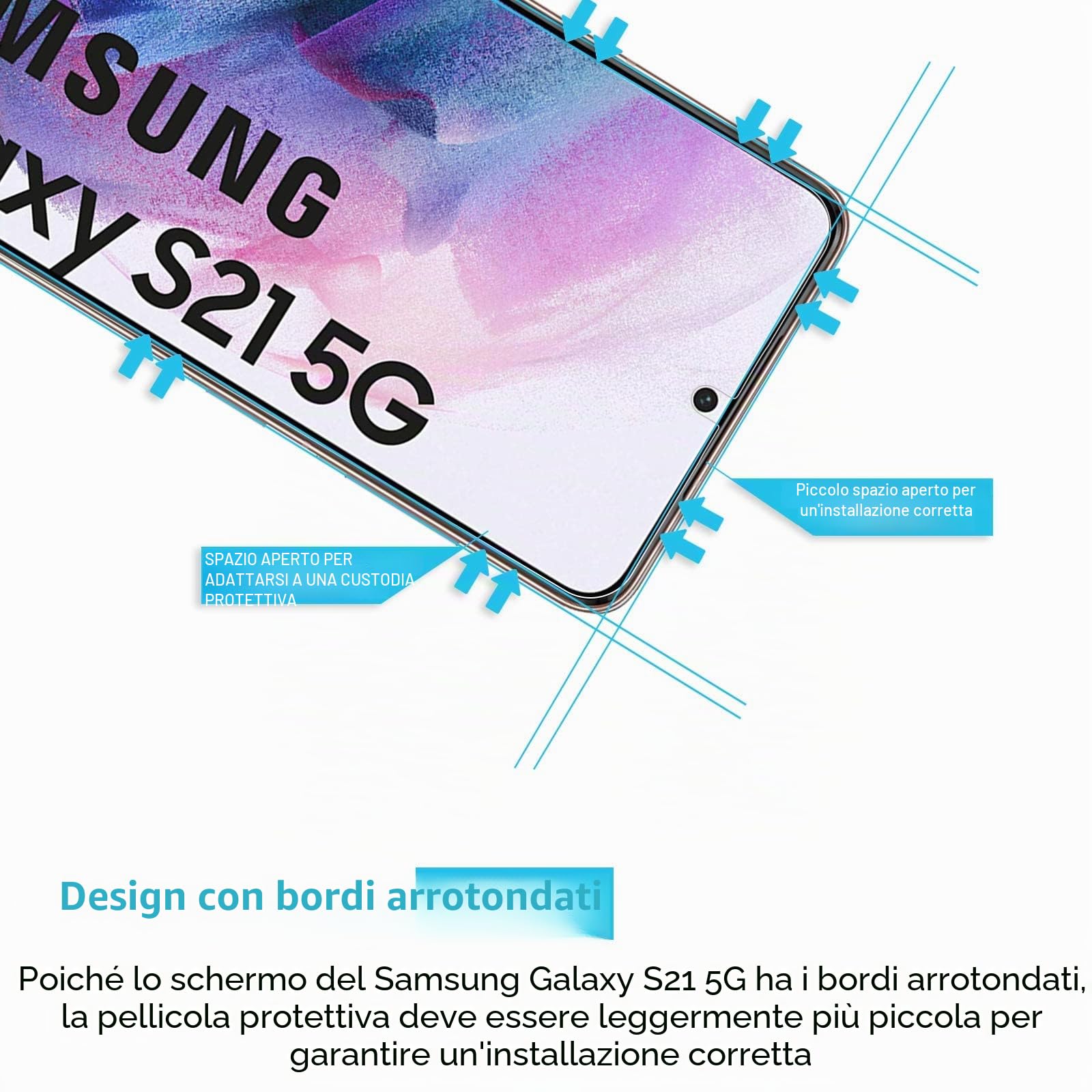 NEW'C 2 Pezzi, Vetro Temperato per Samsung Galaxy S21 5G (6,2 Pollici), Pellicola Prottetiva Anti Graffio, Anti-Impronte, Senza Bolle, Durezza 9H, 0,26mm Ultra Trasparente, Ultra Resistente