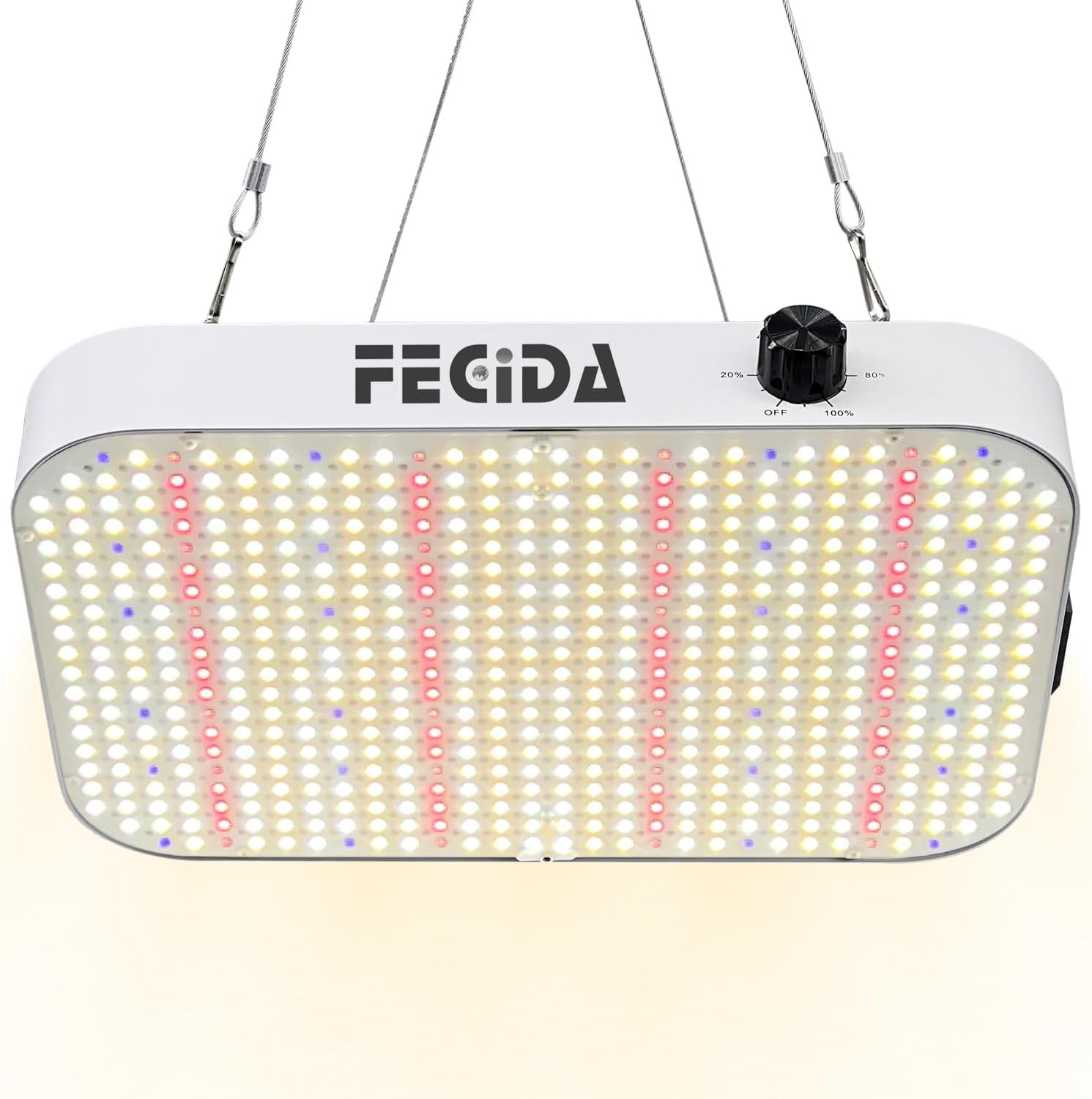 FECiDA Dimmable LED Grow Light for Seedling Starter, Vegan, Full Spectrum Grow Lights Included with UV-IR for Indoor Plants, Best Shop Light