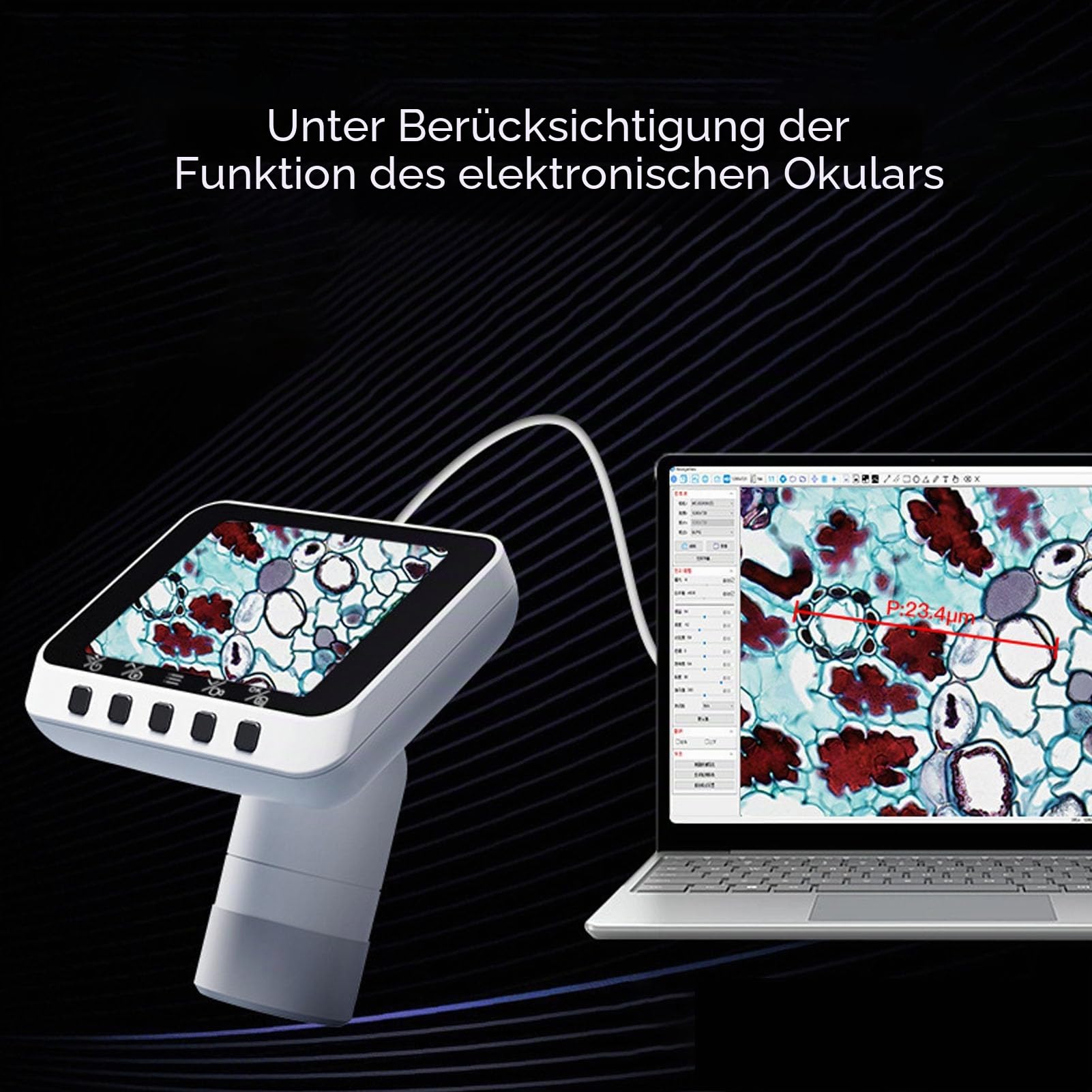 Denash WiFi Teleskopkamera Okular, Kabelloses 2,8 Zoll Display, 1080P Videorecorder für Astrofotografie und Vogelbeobachtung