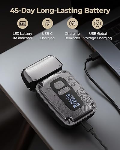 Miniatura 5 de Afeitadora de papel de aluminio para hombres, rasuradora eléctrica para hombres, rasuradora eléctrica inalámbrica impermeable para viajes, ajuste de