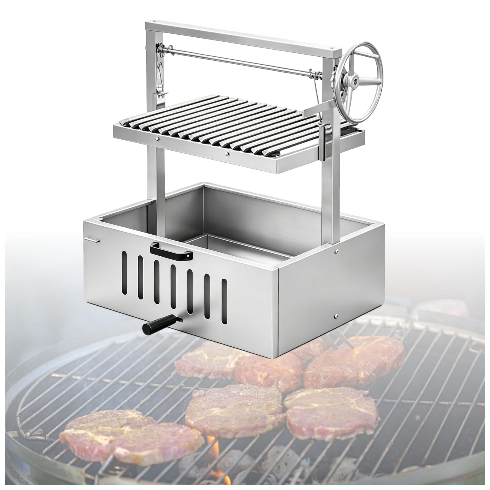 Barbecue da Incasso con griglia 304StainlessSteel | Grill in stile argentino, griglia a V, altezza regolabile