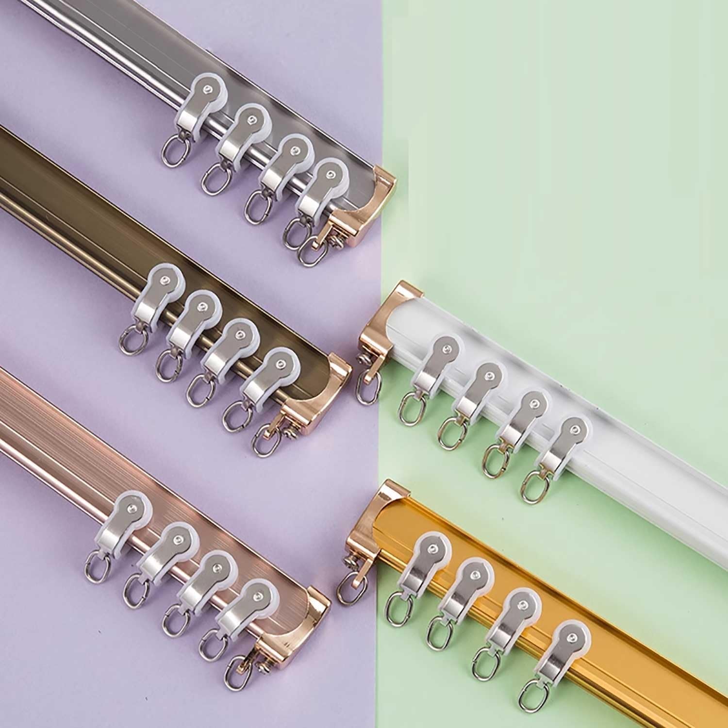 Flexible Bendable Curtain Rods - Ceiling Mounted Curved Track for Bay Windows & Room Dividers - Adjustable Gold Curtain Rail (2m/6.6ft) - Perfect for Custom Drapery Solutions