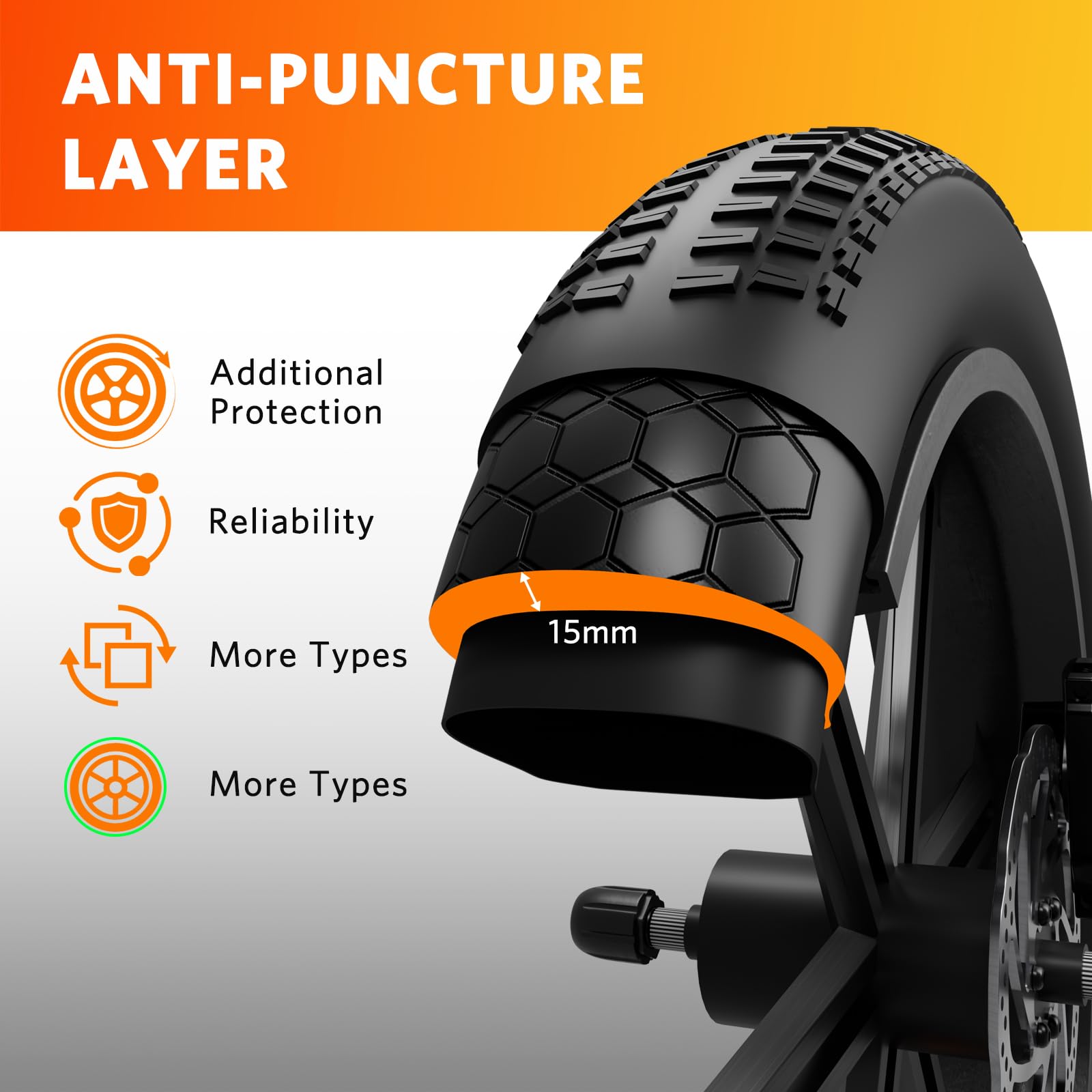 OUXI 20×4.0 Inserto per pneumatici, protezione antiforatura per camere d'aria di biciclette, rivestimento antiforatura per pneumatici di biciclette compatibile con e-bike 20'' ×4.0 mountain bike
