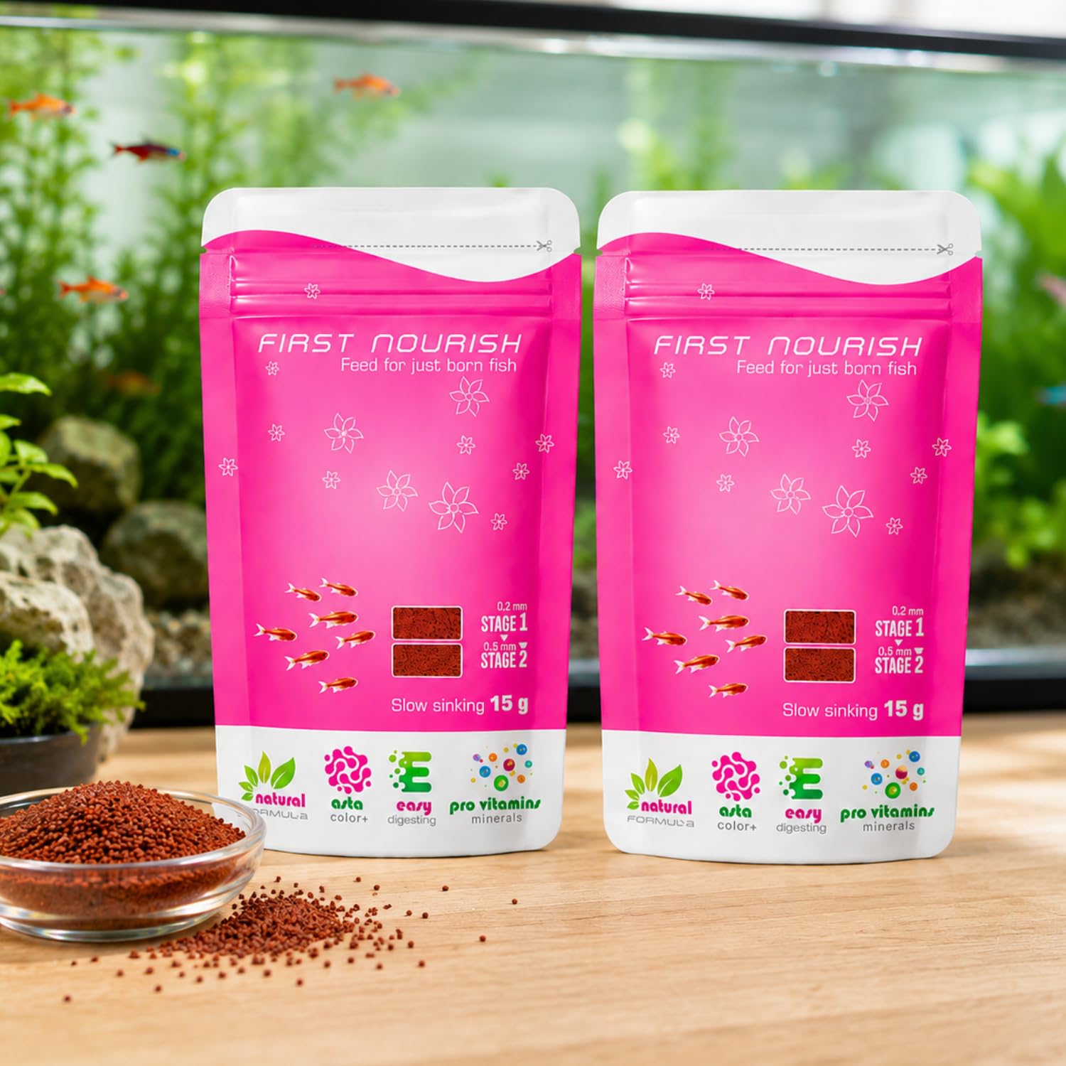 VAYINATO Wa First Nourish|Feed For Just Born Fish|Stage 1 (0.2Mm), 15 Grams & Stage 2 (0.3-0.4Mm), 15 Grams Combo, Slow Sinking Baby Fish Food For All Types Of Baby Fishes - Powder-image-9