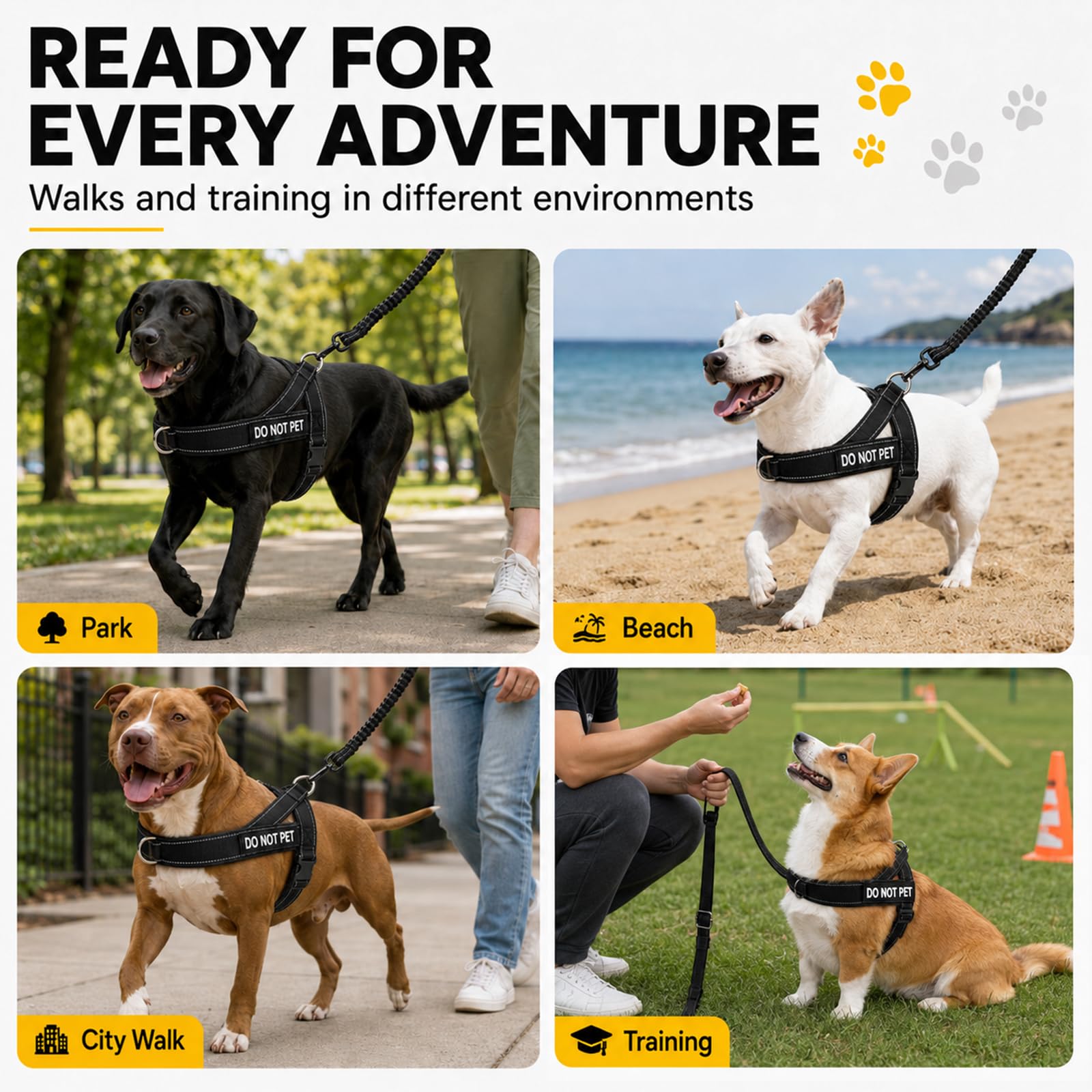 Harnais Chien Anti Traction Réglable, Harnais pour Chien avec Poignée de Contrôle, Harnais de Sécurité Réfléchissant avec Anneau Devant et Dos, Harnais pour Chien Moyen Grand Noir L