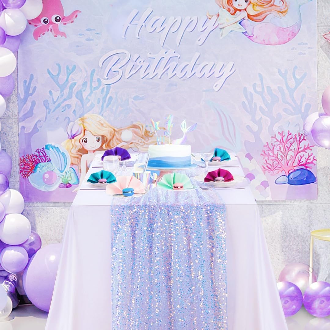 Runner Da Tavolo Con Paillettes - 63x300 Cm, Glitterato Viola, Per Matrimoni, Compleanni E Decorazioni Eleganti - Foto 13