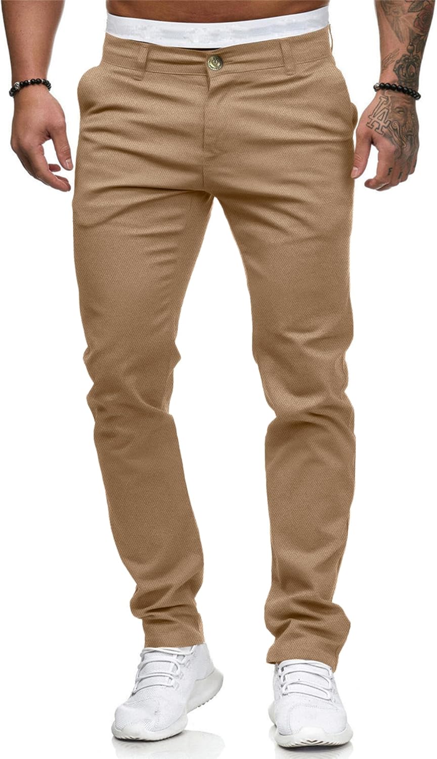 ALLABREVE Men’s Chinos Casual Dress Pants Slim...