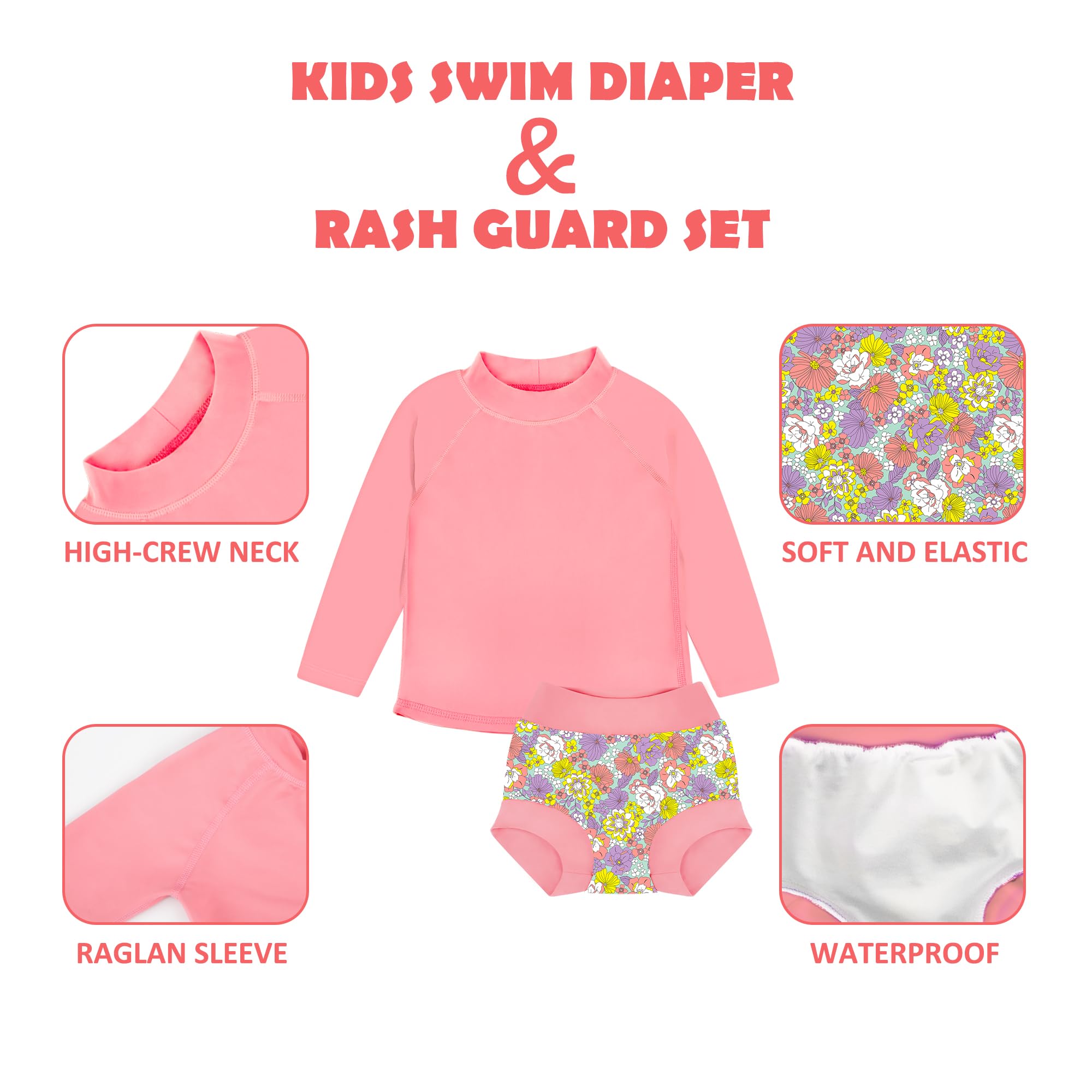 BIG ELEPHANT Lot de 2 Couches de Bain Anti-éruption pour bébé Unisexe, Maillot de Bain à Manches Longues pour garçons et Filles