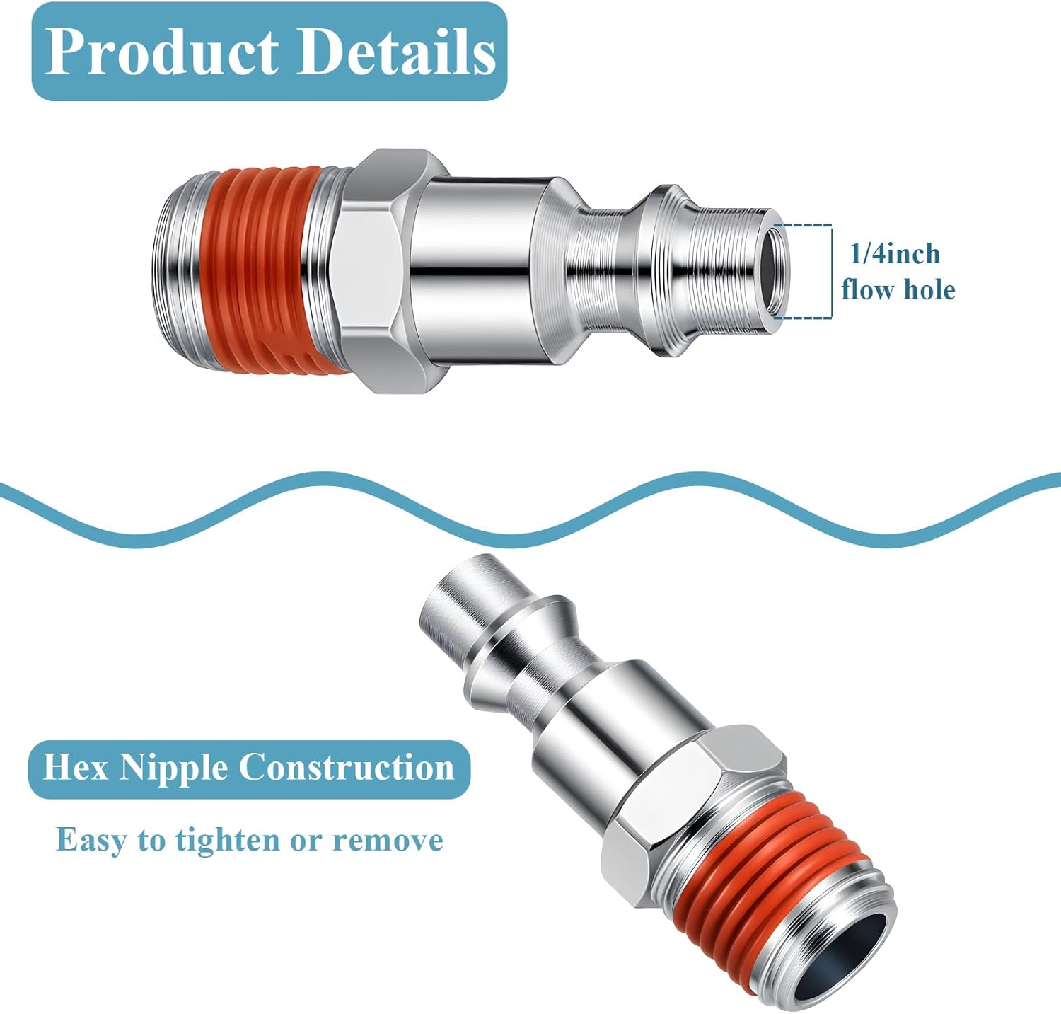 30 Pcs 1/4'' Male NPT Industrial Plugs Kit, Quick Connect Air Line Hose Fittings, 1/4 Inch High Flow Pneumatic Plugs, Air Coupler and Plug Kit, Airs Compressor Fittings