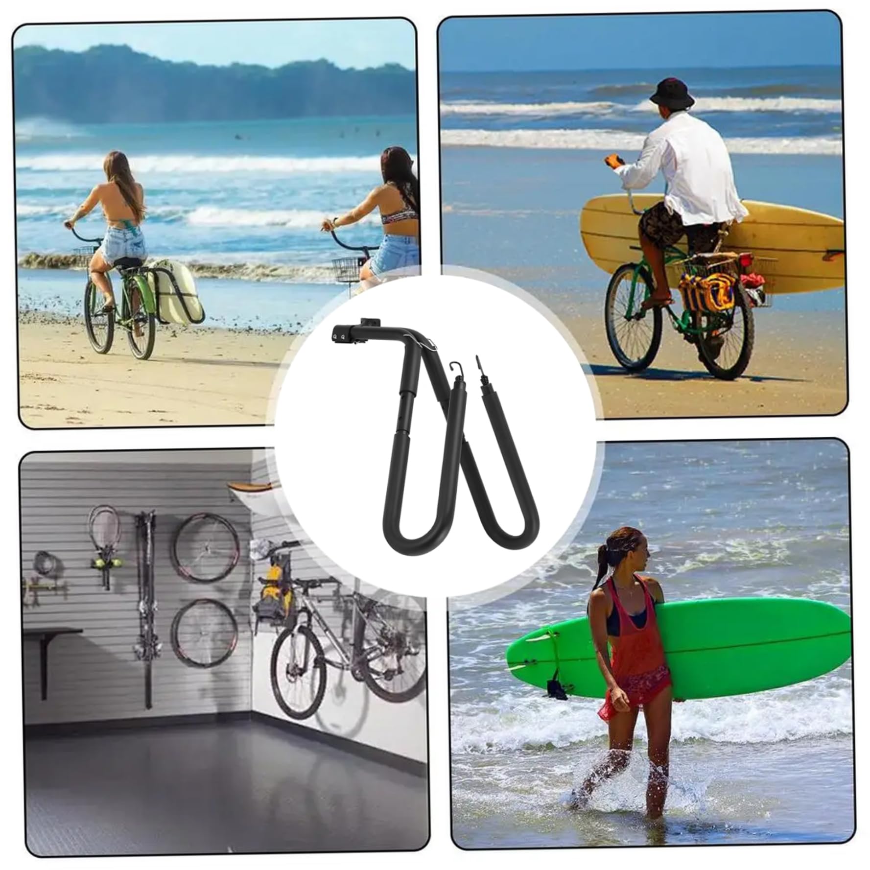 Rack de vélos de surf Porte-Panneaux à vélo réglable en aluminium, Support Facile à Retirer pour Les Panneaux de surf Courts