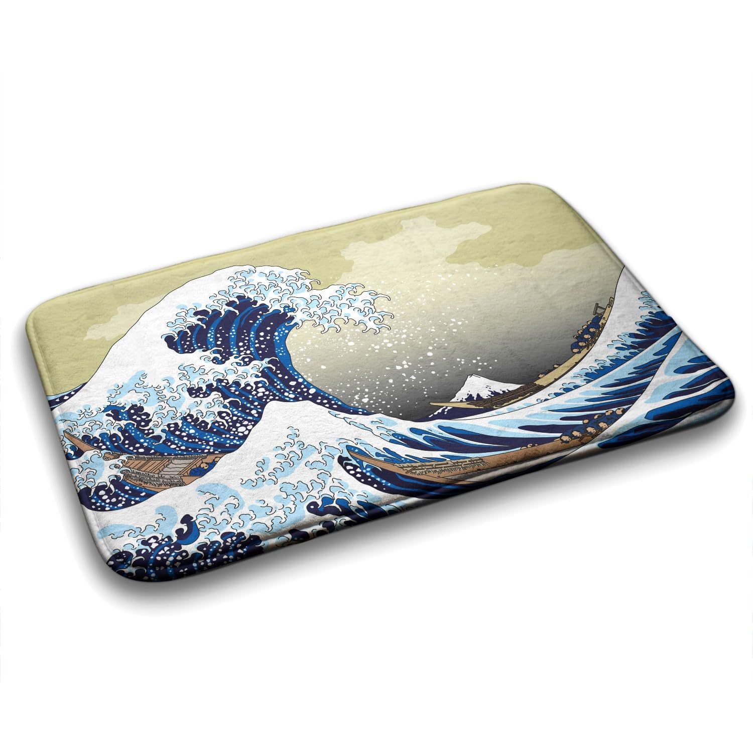 Tapis de salle de bains et chambre motif Vague de Kanagawa douceur