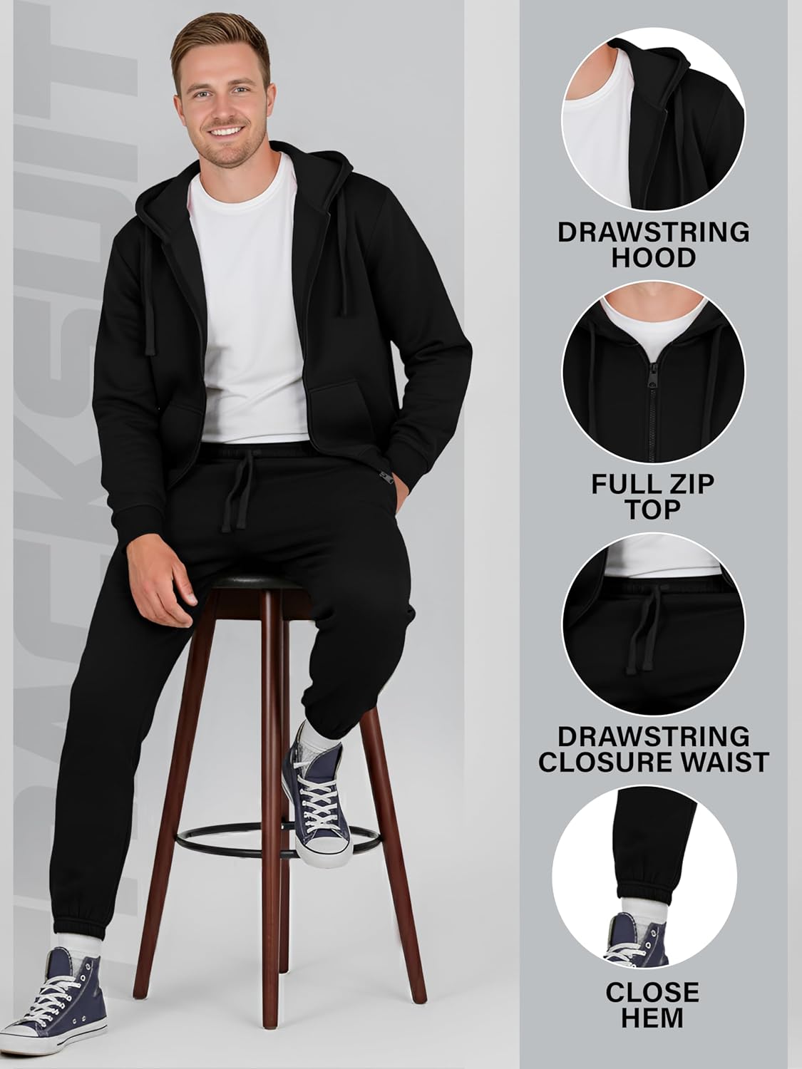 Love My Fashions® Men's Tracksuit set Athletic 2 Piece Plain Casual Zip up Full Sleeve Jogging Outfit For Men