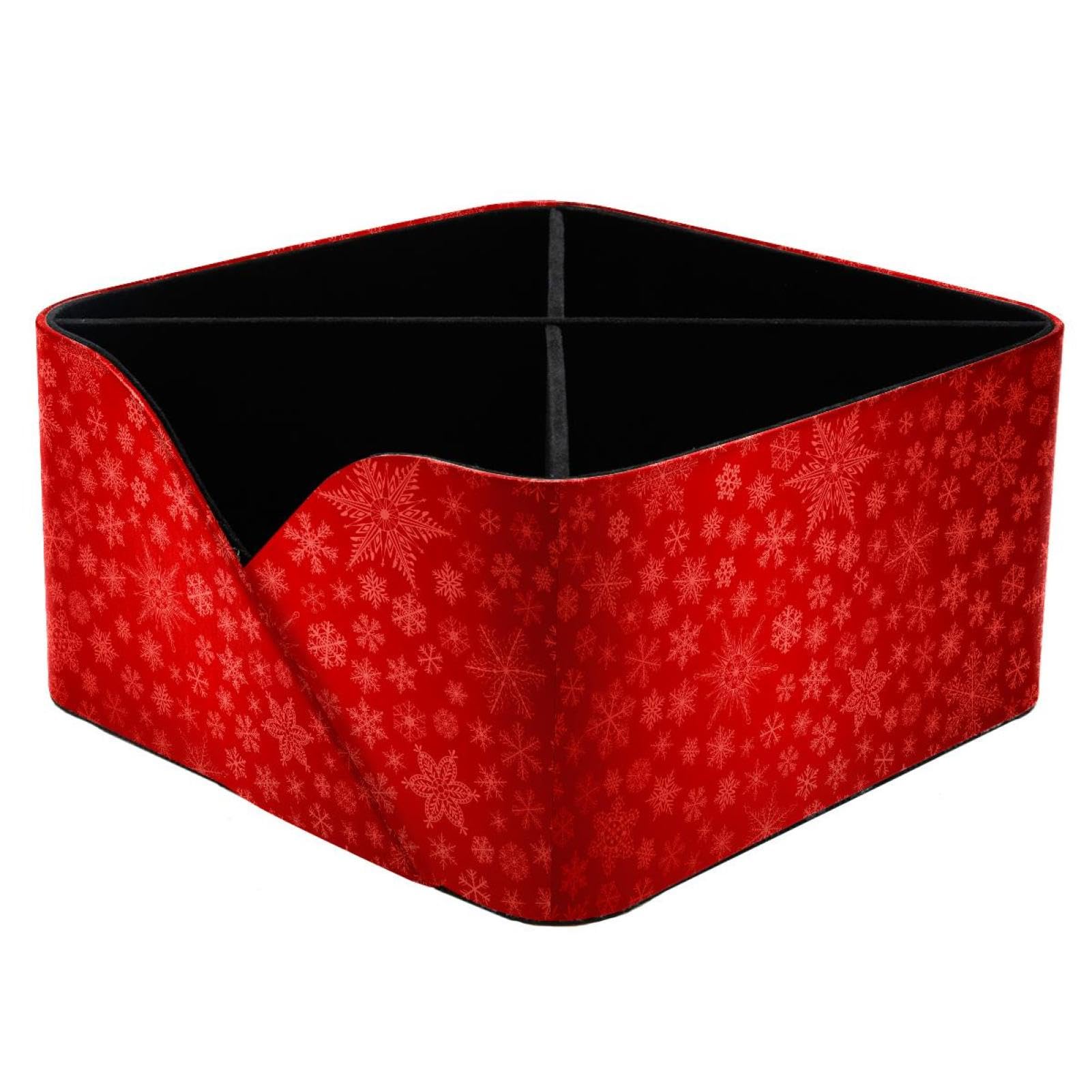 KengjuTesu Christmas Snowflakes in Red Desktop Organizer Pen Holder, Rectangular Pencil Cup for Office, Study and Makeup Stations