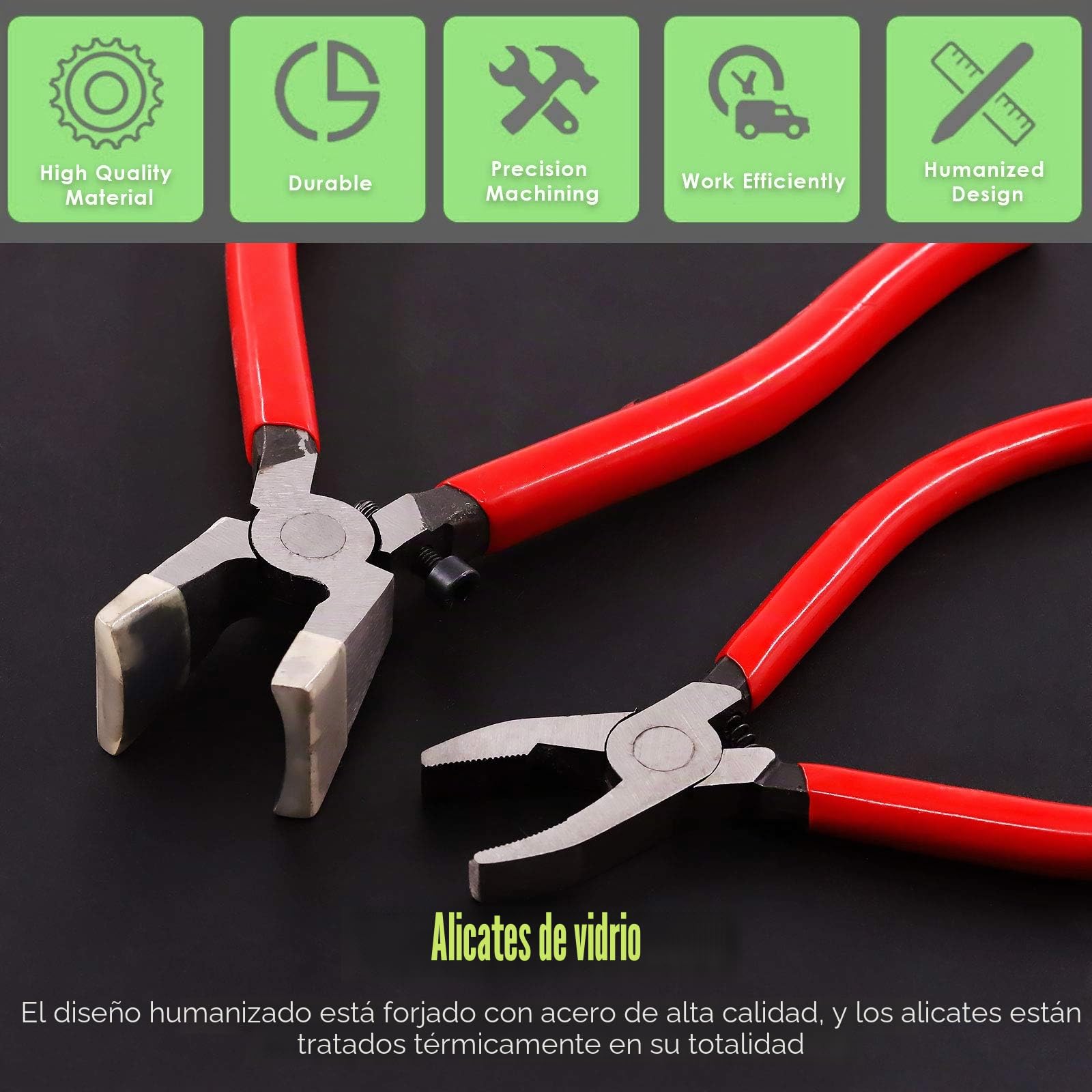 Keadic 3 herramientas de corte de vidrio, alicates rompedores, alicates de rotura de vidrio, herramienta de corte de vidrio resistente con punta de goma para azulejos de mosaico