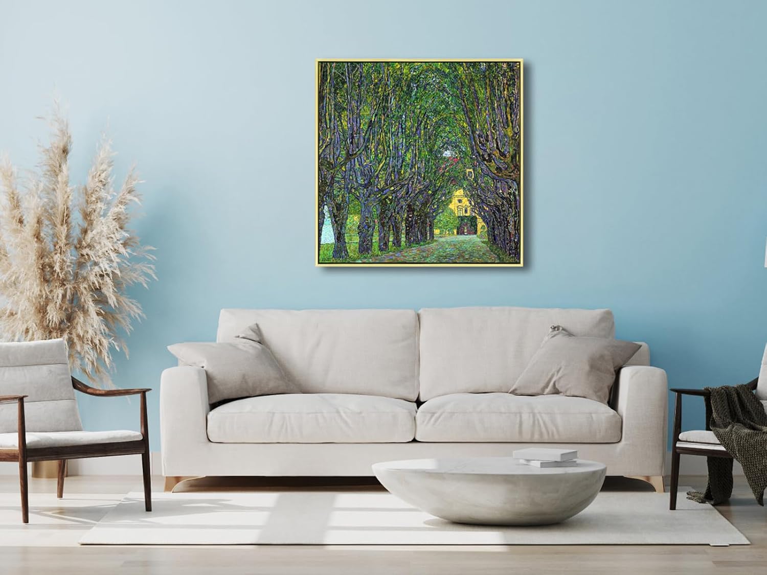 Wieco Art Gold Framed Art Avenue in Schloss Kammer Park,1912 by Gustav Klimt Famous Artwork Oil Paintings Reproduction for Living Room Home Office Decoration