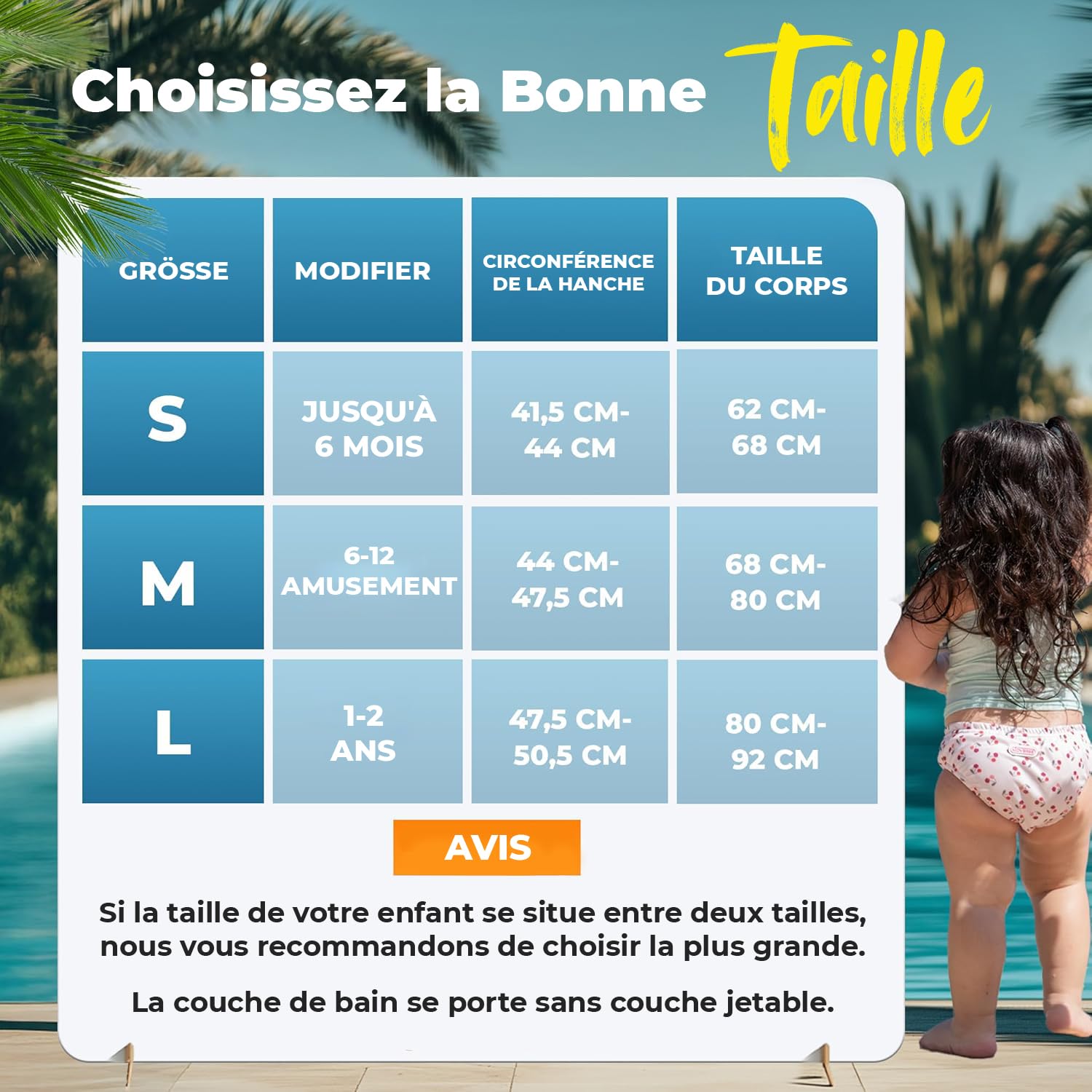 KIDVERSE Couches de bain pour bébés de 1 à 2 ans – couches de bain réutilisables et douces pour la peau des bébés avec sac de transport