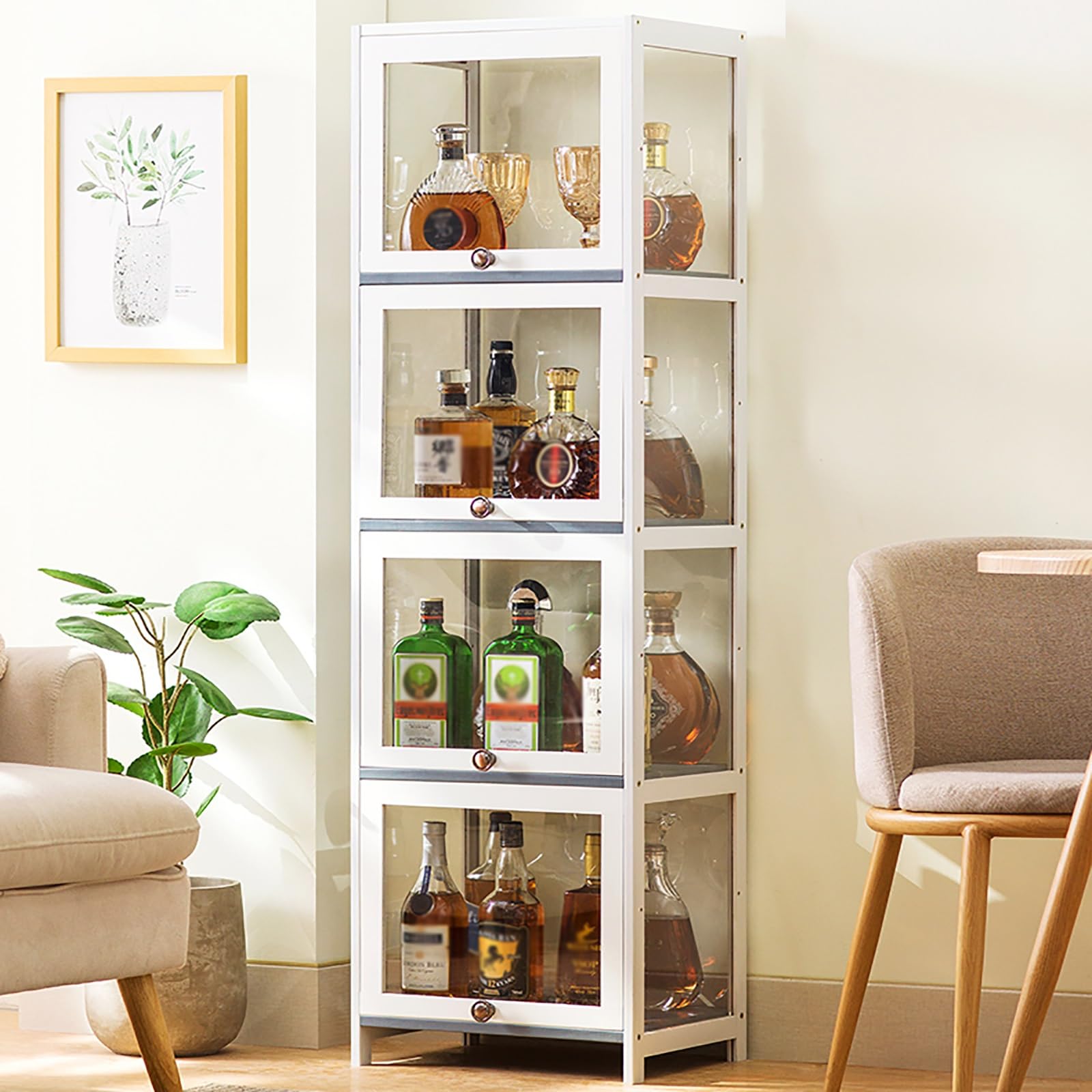Botellero Vino Vertical Gran Capacidad A La Moda Wine Rack Standing Fácil de Montar Fácil de Limpiar Gabinete de Almacenamiento Cocina Sala Comedor Bar En Casa(4 Layers 30cm)