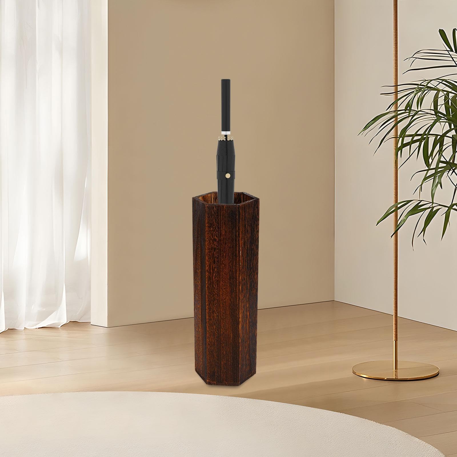 Portaombrelli in Legno Massello Da Fattoria 16,5 * 14,5 * 49 Cm, Secchio per Ombrellone Di Grande Capacità, Presenta Una Miscela Unica Di Elementi Di Design Retrò Scandinavi E Giapponesi