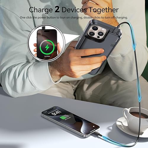 Miniatura 5 de NEWDERY Funda de batería mejorada para iPhone 16 Pro Max, banco de energía portátil USB-C de 8000 mAh, CarPlay, sincronización de datos, funda de