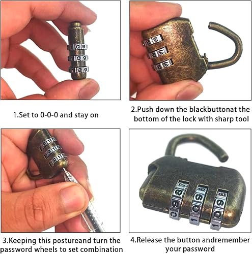 Miniatura 4 de Aifeier ET Cerradura decorativa de latón antiguo en relieve y contraseña con tornillos para pequeñas cajas de joyería de madera, caja de madera,