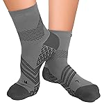TechWare Pro Plantar Fasciitis Socks - Therapy Grade Cushion Ankle Compression Socks Women & Men. Ankle Brace & Arch Support (Gry/Blk Small)