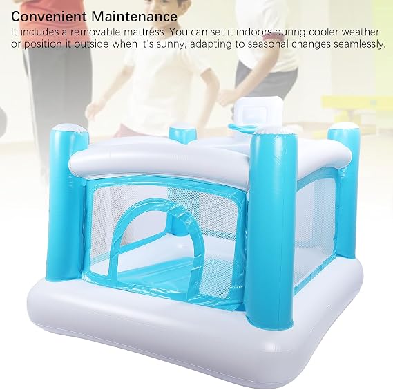 Bounce House, Inflatable Bouncy with Detachable Mat, Thickened PVC Material for Indoor Outdoor Use, Breathable Mesh Walls for Safety, Independent Design for