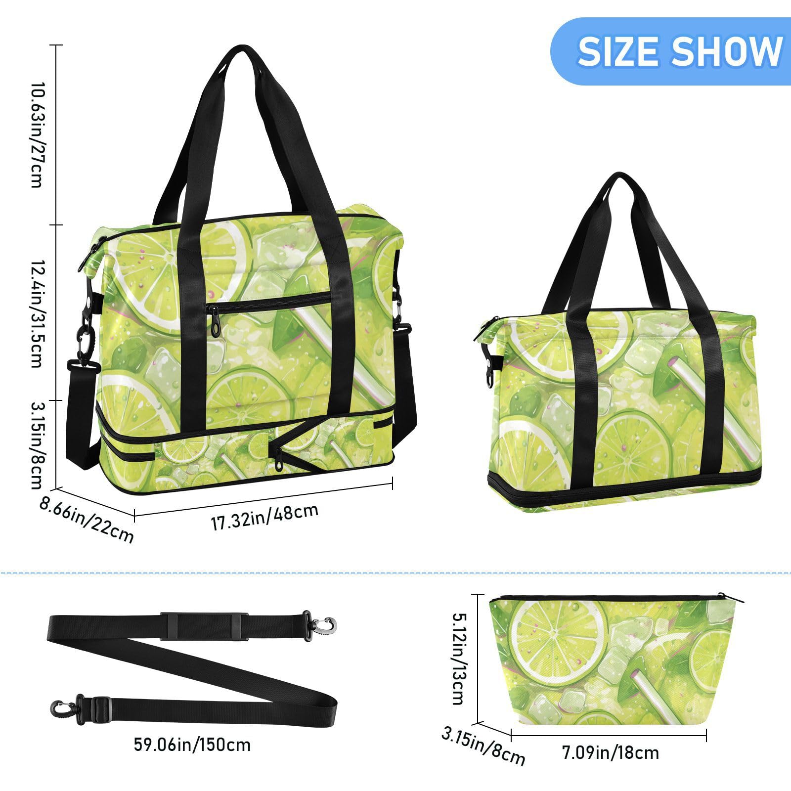 Borsa da palestra per viaggi d'affari con tasca bagnata e tracolla regolabile, per viaggi di lavoro, impermeabile, per uomini e donne