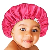 Vista 1 de Gorro de satén para dormir para cabello rizado, doble capa, reversible, ajustable, sedoso, para adolescentes, niños pequeños