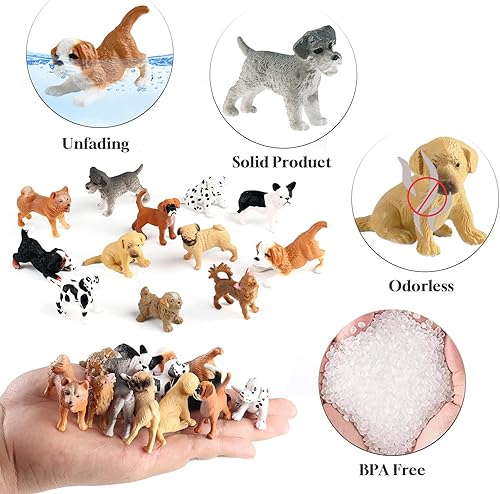 Miniatura 6 de 12 mini figuras de perro, animales de plástico, figuras de perro pequeñas realistas pintadas a mano, juguetes para niños pequeños, juguetes para