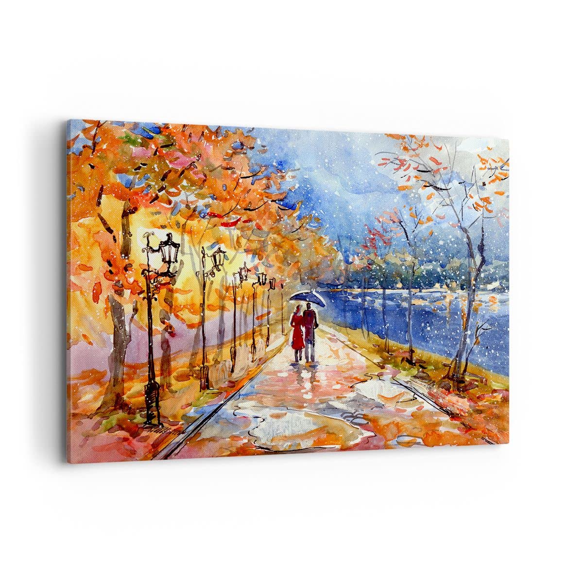 Cuadros Decoracion Salon parque pareja arbol Lienzos decorativos 120x80cm Cuadro Sobre Lienzo Moderno Dormitorio Cocina Cuadros Pared Imágenes Wall Art Prints Decor Canvas Grande XXL AA120x80-3557
