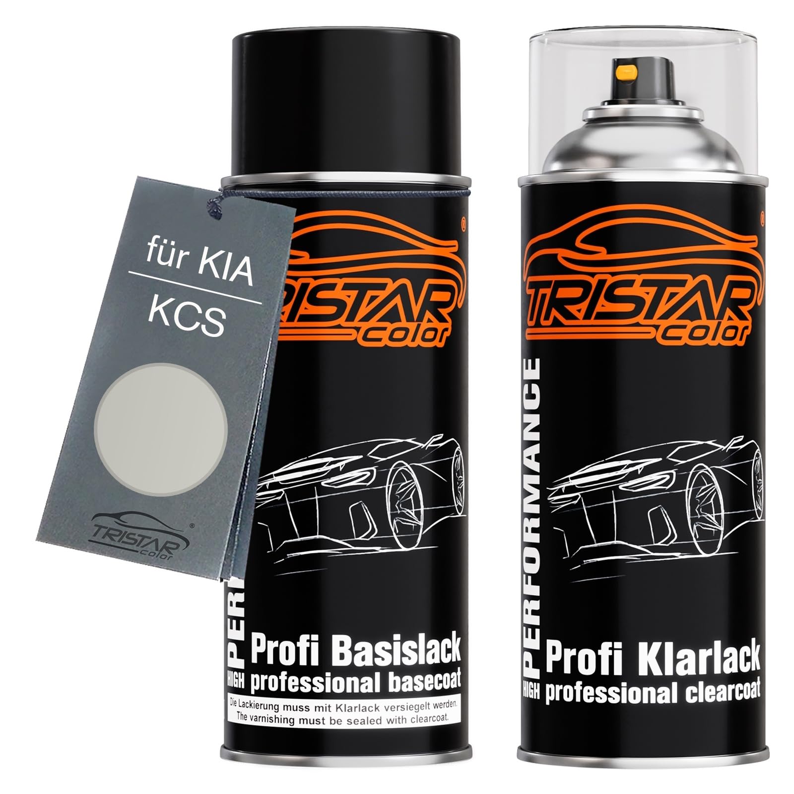 TRISTARcolor Car paint Spray can set for KIA KCS Sparkling Silver Metallic Base coat clear coat spray can 400ml