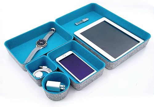 Miniatura 3 de WELAXY Bandejas organizadoras de cajones de escritorio de oficina, bandejas de almacenamiento de fieltro, bandejas de papel para documentos,