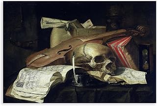 IKehu Vanitas still Life by N.L. Peschier Canvas Poster Wall Art Decor Print Picture Paintings for Living Room Bedroom Decoration Unframe12x18inch(30x45cm)