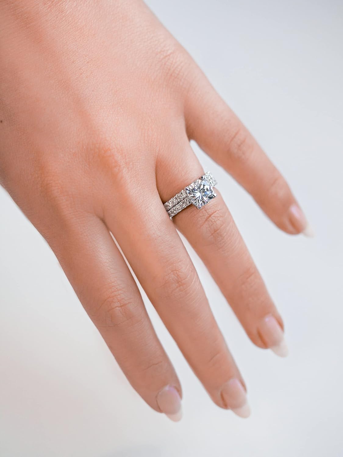 Kobelli 3ctw Cushion Moissanite and Lab Grown Diamond Hidden Halo Bridal Set - white-gold / 10.0 / GH/VS
