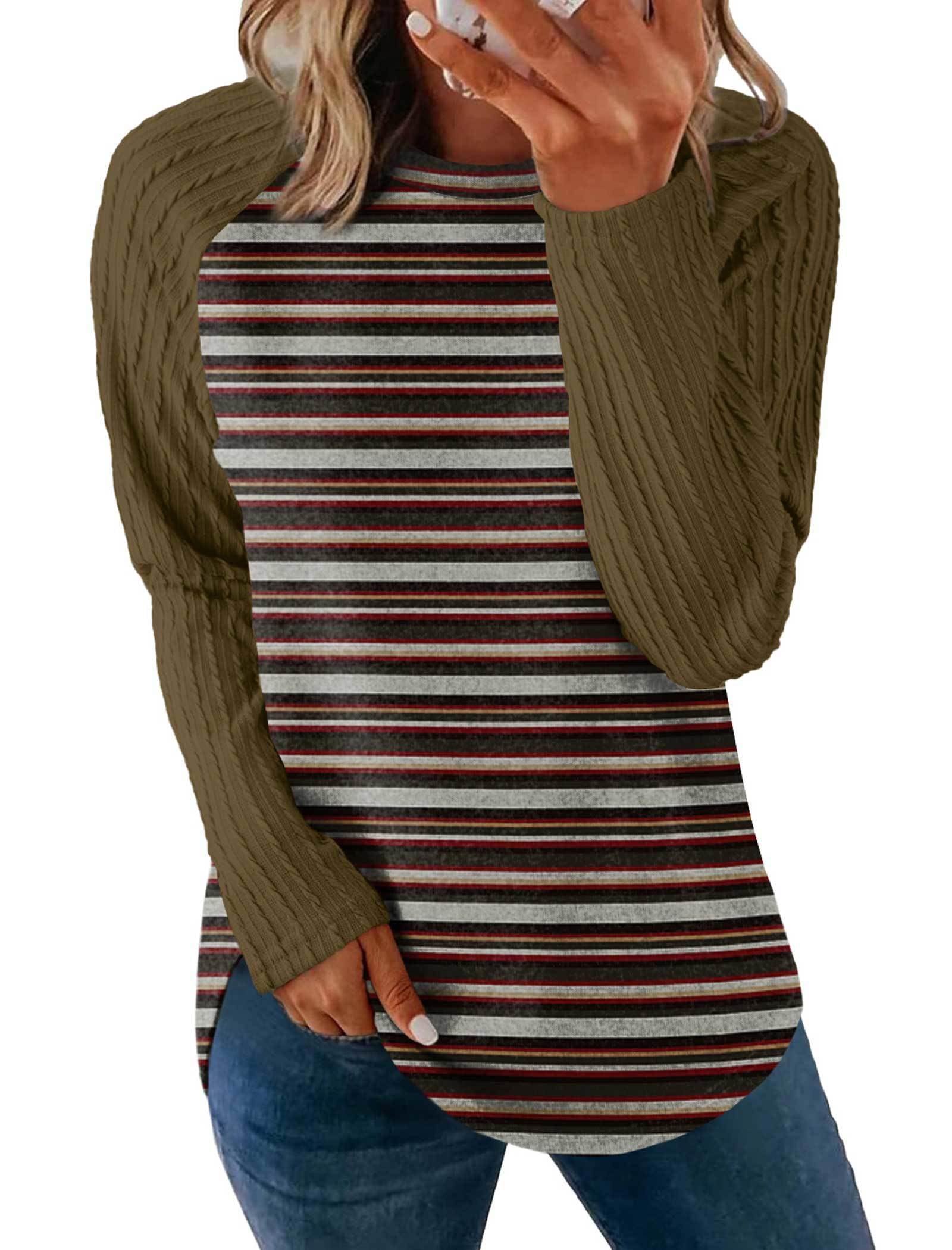 SAMPEEL Sweatshirt for Women Long Sleeve Shirts Crewneck Sweaters Fall Fashion Outfits 2025 Trendy Tunic Tops Plus Size