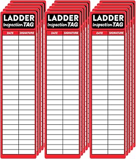 Wootile 100 Pack Ladder Inspection Labels - 8.5x2 Inch Red OSHA Compliant Safety Stickers for Industrial Maintenance