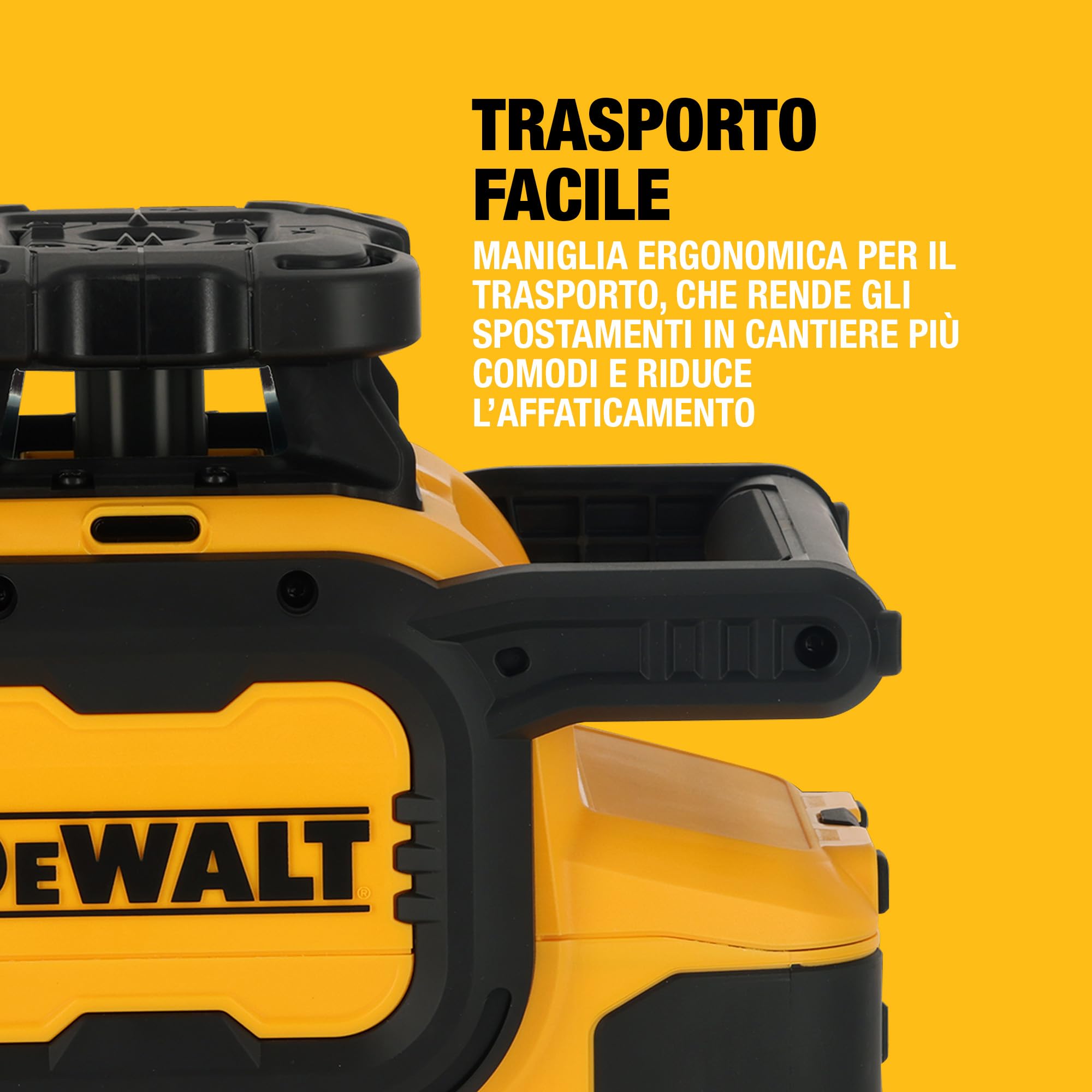 DEWALT Laser Rotante Rosso DCLE05211R-XJ, Portata 600m con Rilevatore, Batteria Alcalina 35 Ore, IP66, Precisione 2.2mm