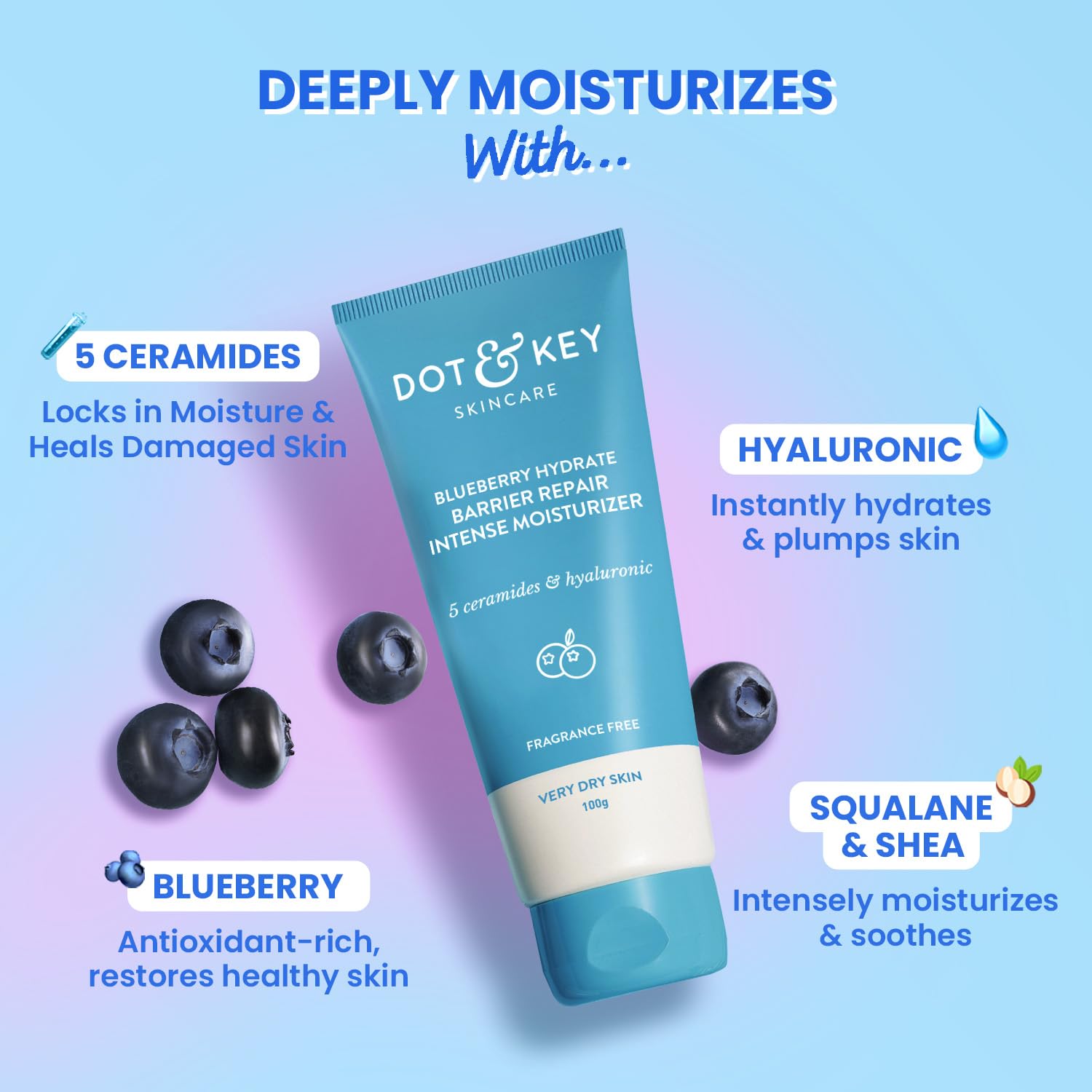 Dot & Key Barrier Repair Intense Moisturizer With 5 Ceramides & Hyaluronic | Shea Butter, Deep Moisturization | Repairs Skin Barrier, Locks In Moisture, Heals Dryness, Softens & Plumps Skin | 100g 1