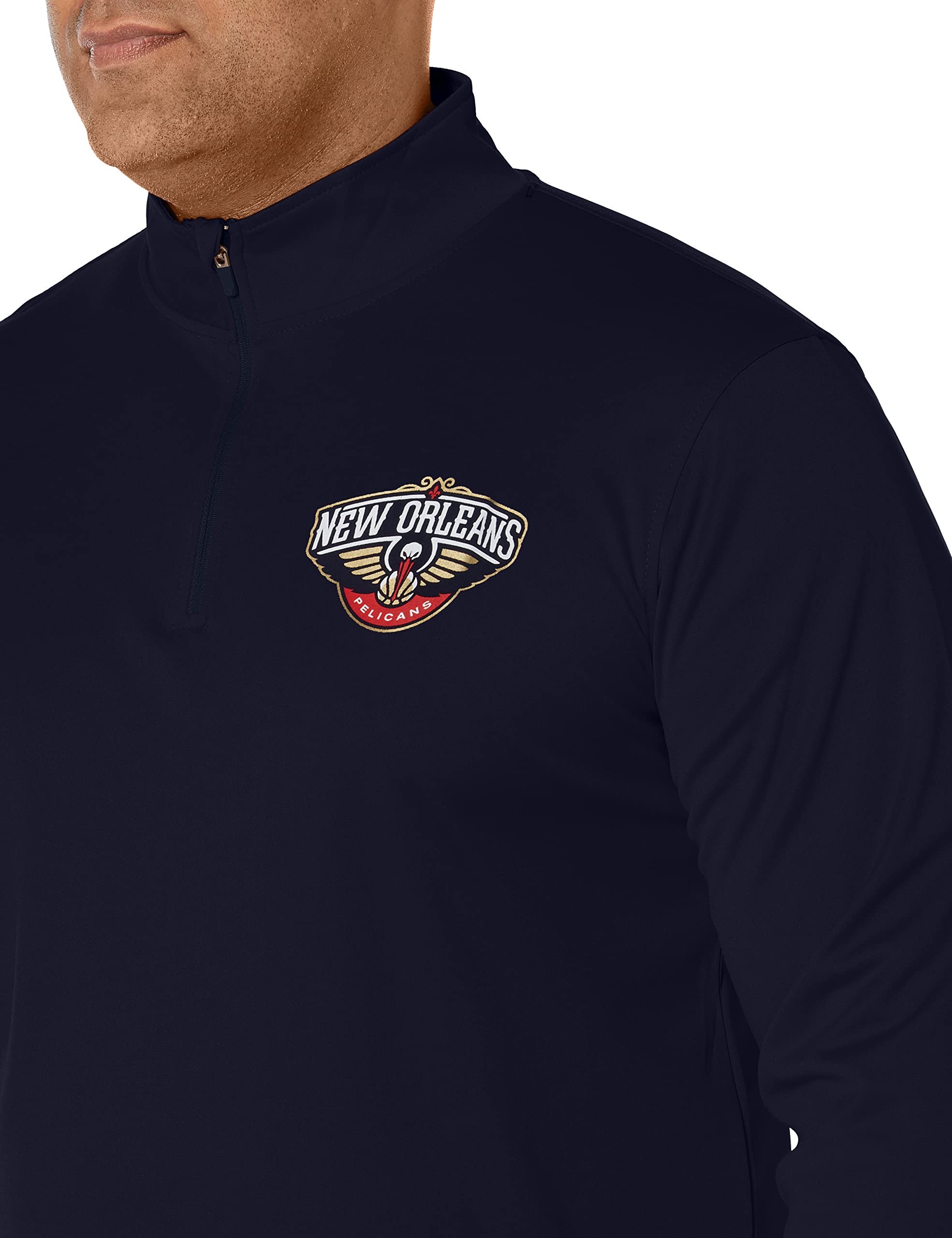 Ultra Game Men's NBA Poly Knit Quarter Zip Long Sleeve Shirt, Team Colour, XL - Image 3