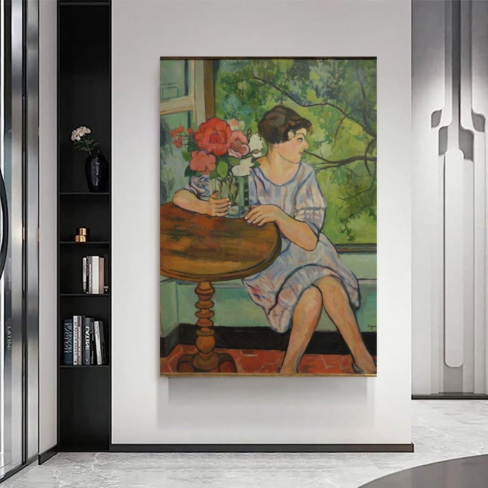Young Girl in Front of A Window by Suzanne Valadon Impresiones en Lienzo Modernas, Cuadros Decorativos Para Habitaciones de Niños o Niñas, Cuadros de Pared para Salón y Pinturas con Motivos Festivos