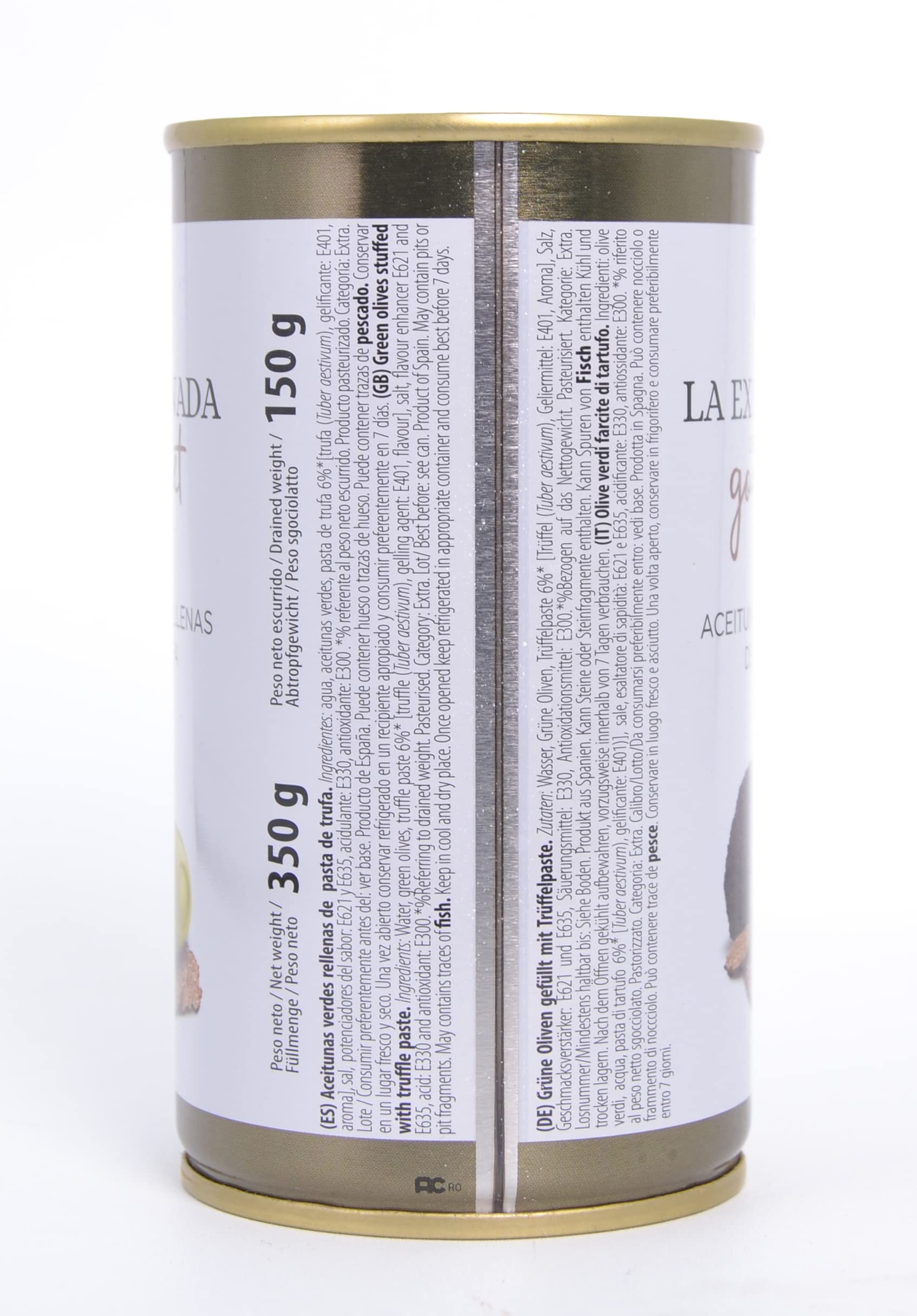 La Explanada Gourmet - Pack 15 Latas Aceitunas rellenas Trufa - Aceitunas Cazorla - Aceitunas Manzanilla Rellenas de Trufa - Formato Lata - Peso Neto Escurrido 150 g - Origen España