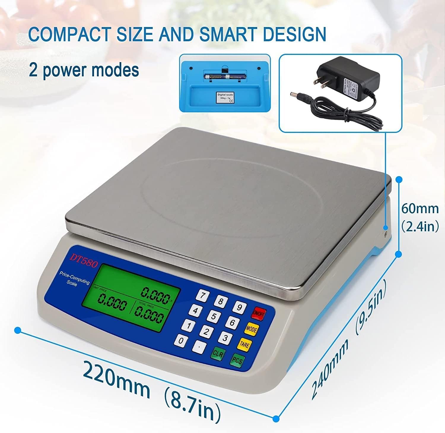 30kg/1g Elektroniczna waga kuchenna Cyfrowa waga do zliczania żywności z wyświetlaczem LCD,waga sklepu komercyjnego, do ważenia mięsa Sklepy kuchenne Rynek restauracji