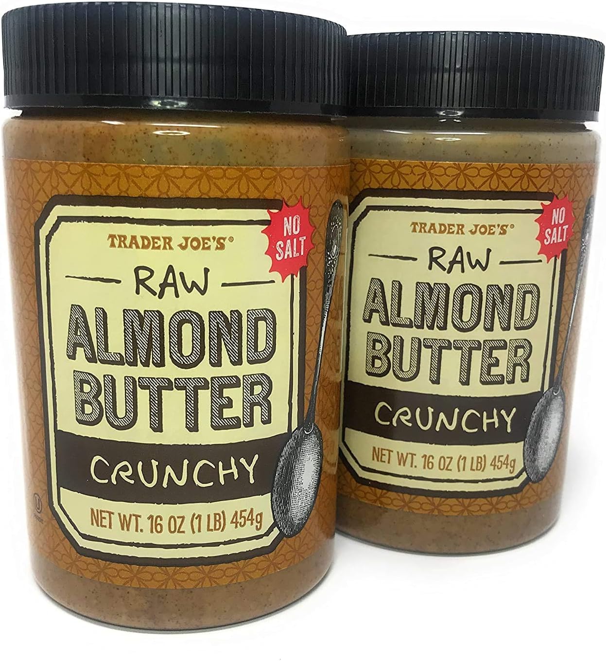 Trader Joe's Crunchy Almond Butter Raw No Salt 16 Oz (2