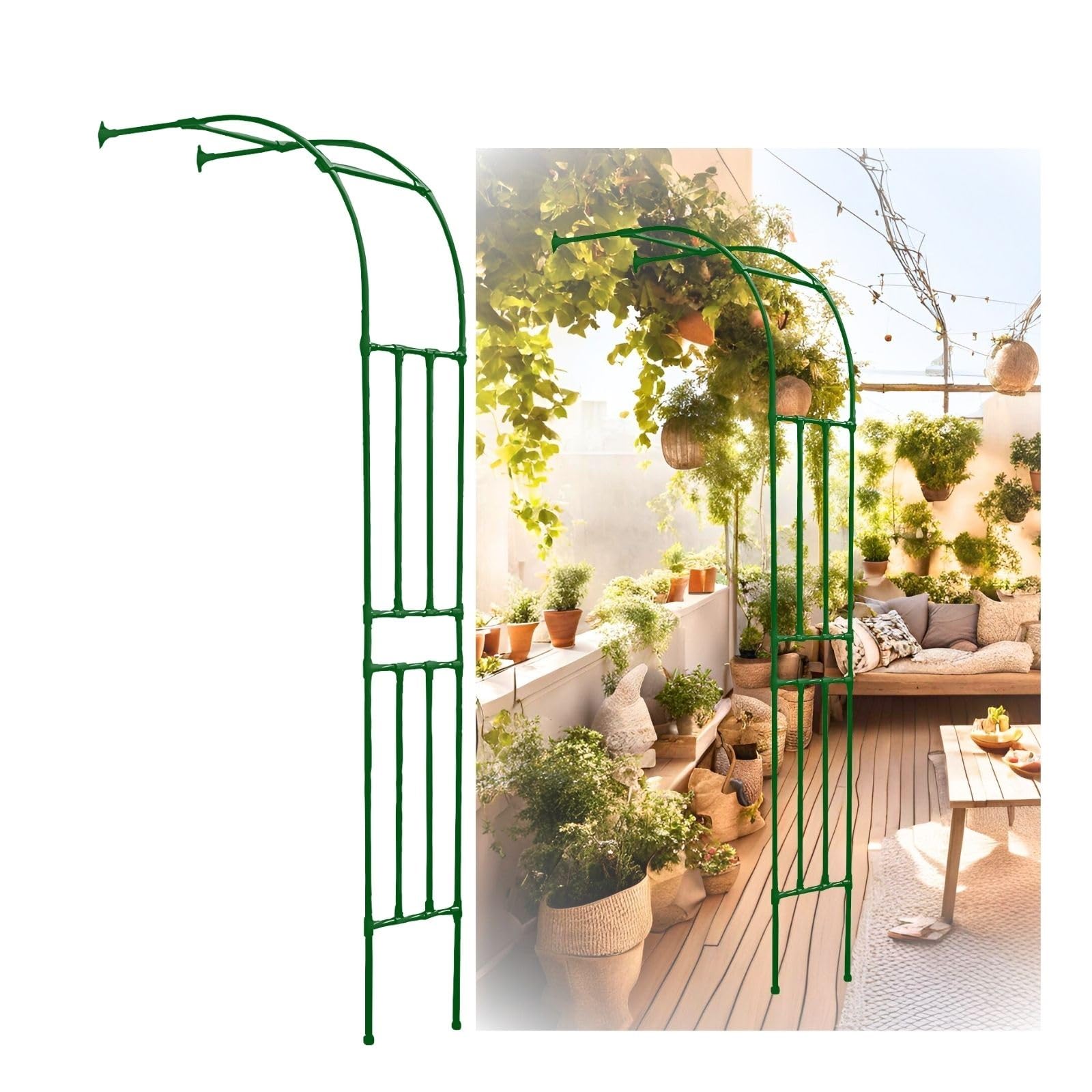 Arche de jardin pour glycine et tomates pour créer un coin d'ombre