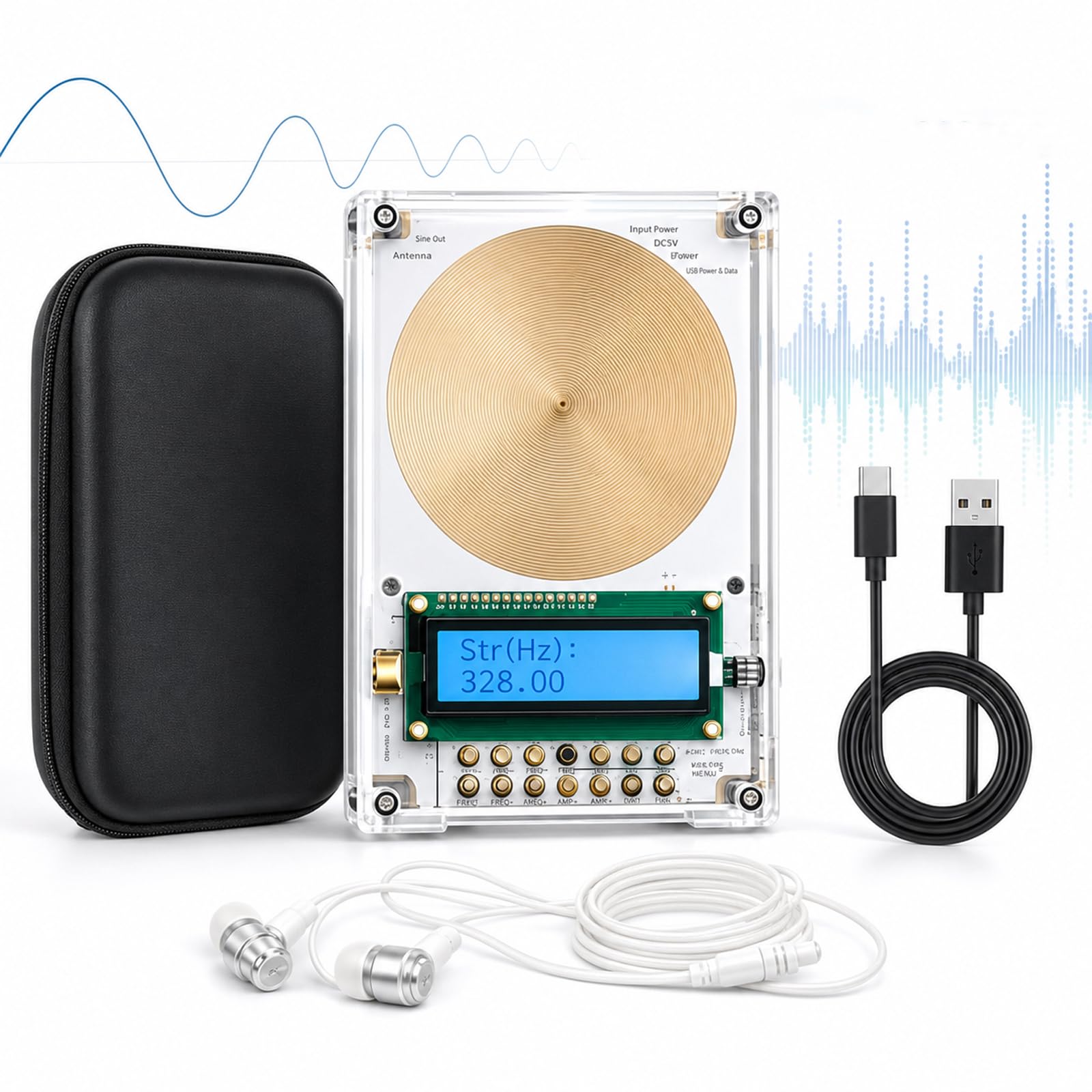 Generador De Frecuencia Programable Avanzado, Generador De Ondas Schumann, 7,83 Hz Por Defecto, 0,1 Hz-30 Khz Con Pantalla Lcd Y Alimentación Usb, Múltiples Opciones De Salida De Forma De Onda,