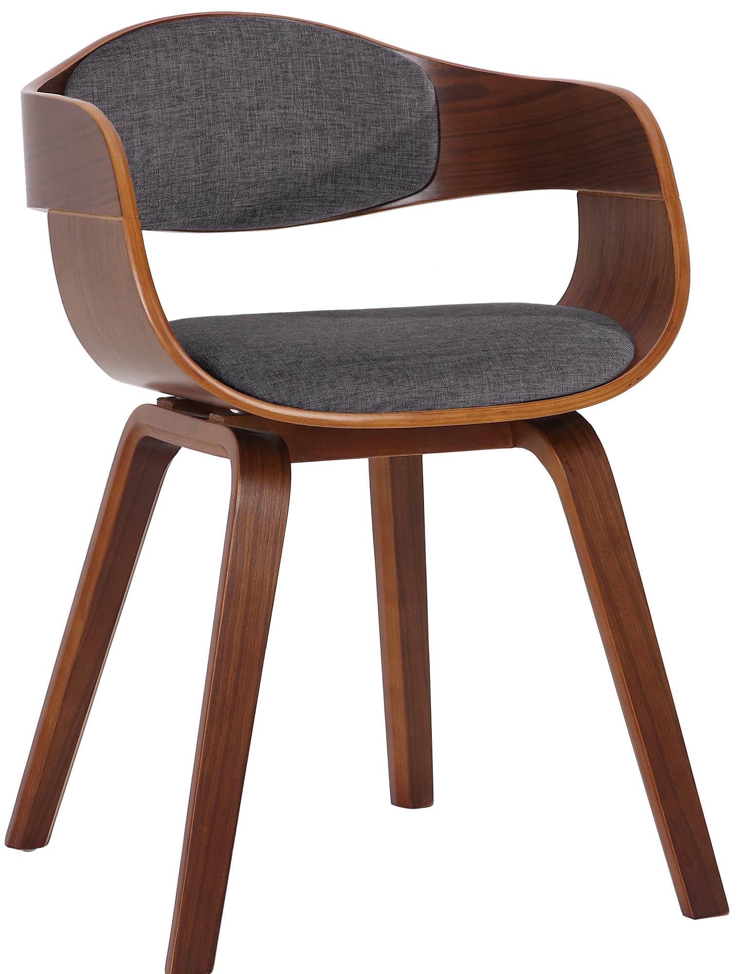 CLP Silla De Visita Kingston En Tela I Silla De Madera con Respaldo Semi-Curvado I Butaca De Salón En Estilo Escandinavo I, Color:Nuez/Gris Claro