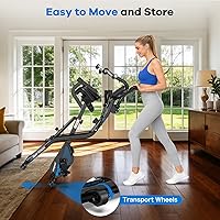 Vista 8 de pooboo - Bicicleta de ejercicio plegable, bicicleta estática vertical plegable, bicicleta magnética para interiores X-Bike con resistencia ajustable