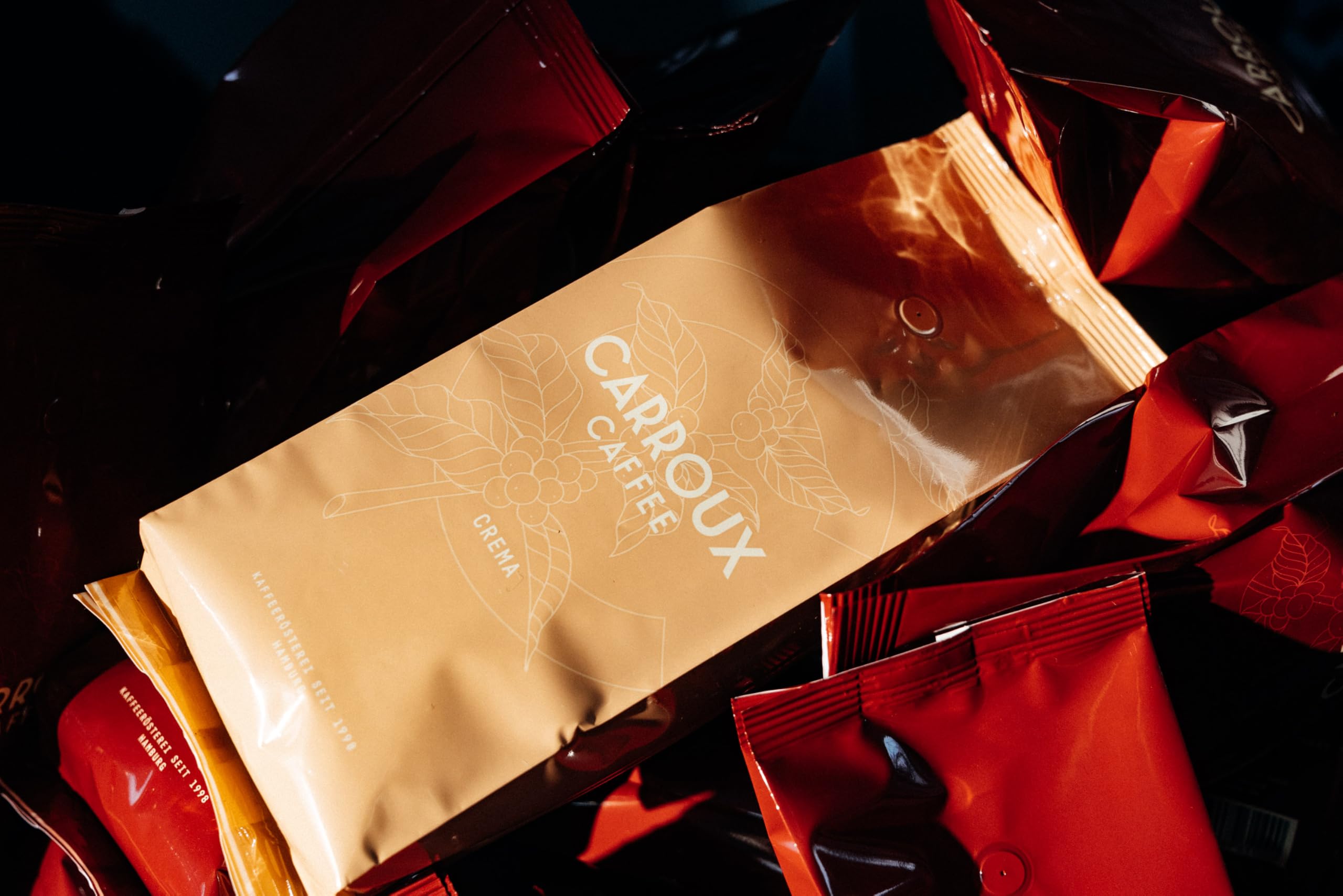 CARROUX Kaffeebohnen Crema 6x500g Pack - Feinster Premium Kaffee - Für Kaffeevollautomat u. Siebträgermaschine - Ganze Bohnen frisch geröstet