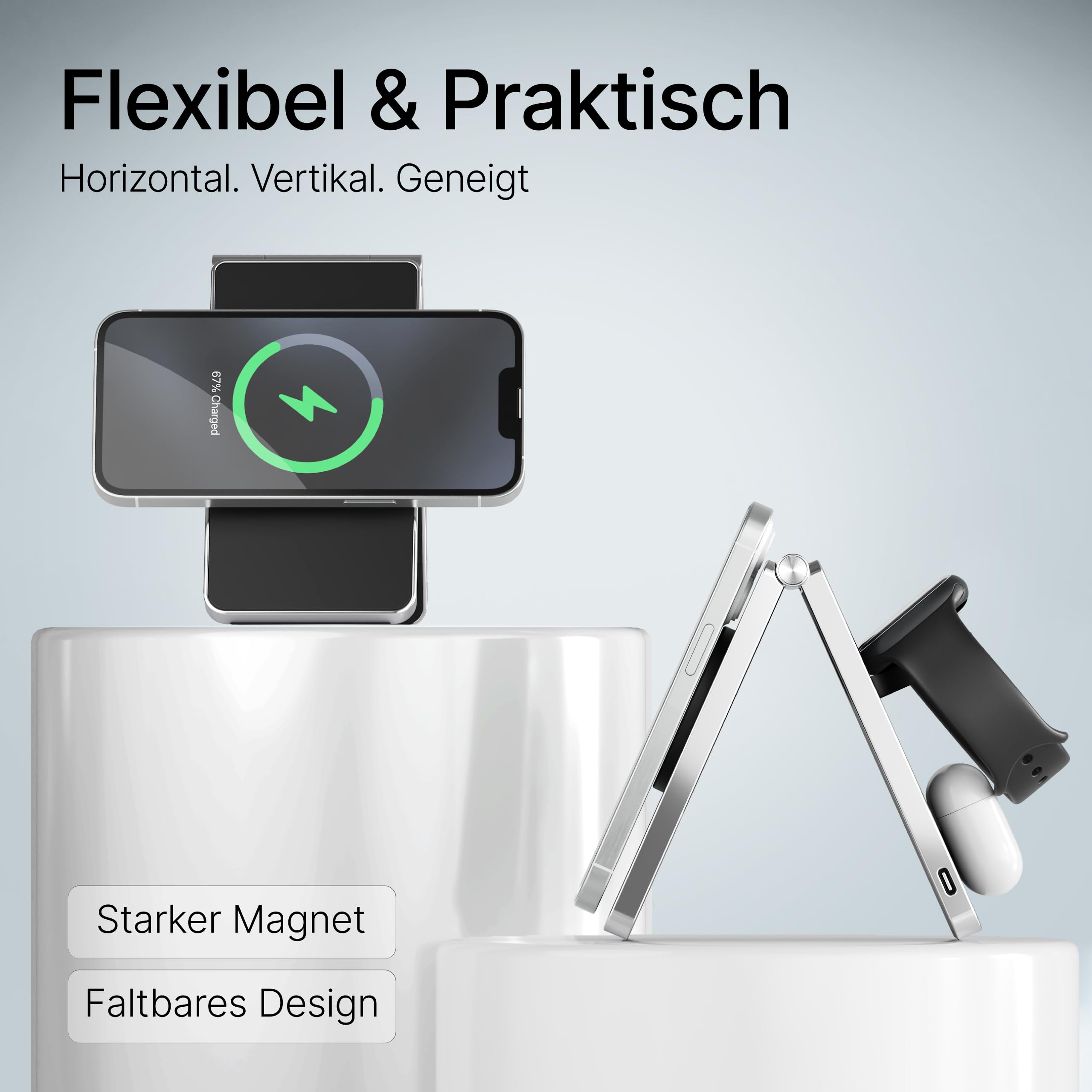 Aluminium MagSafe Ladestation Apple Watch und iPhone kompatibel – MagSafe Ladegerät, iPhone Ladestation, Apple Ladestation, inkl. 20W Adapter & USB-C-Kabe